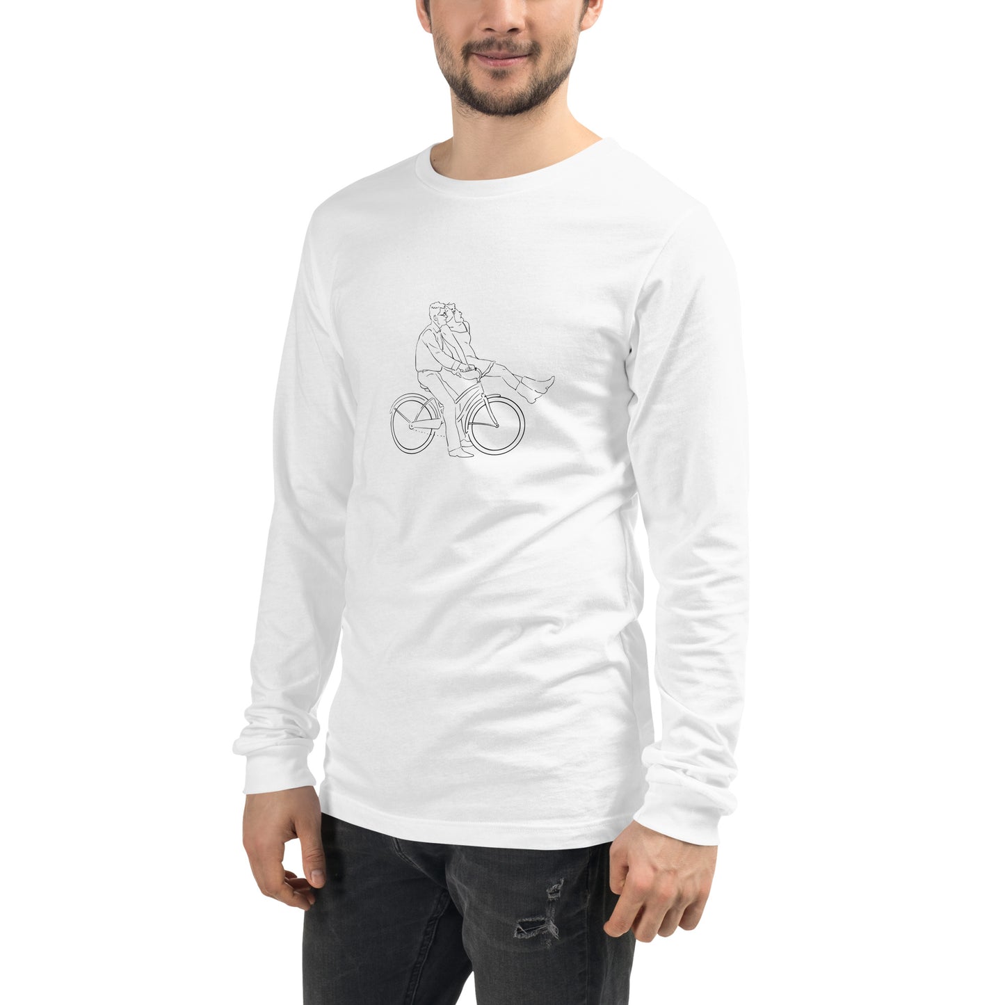 Ever After Long Sleeve Shirt - Left Placement image 41 in Heather Navy, size XS, showing front view, left-side angle for the Happily Ever After design.
