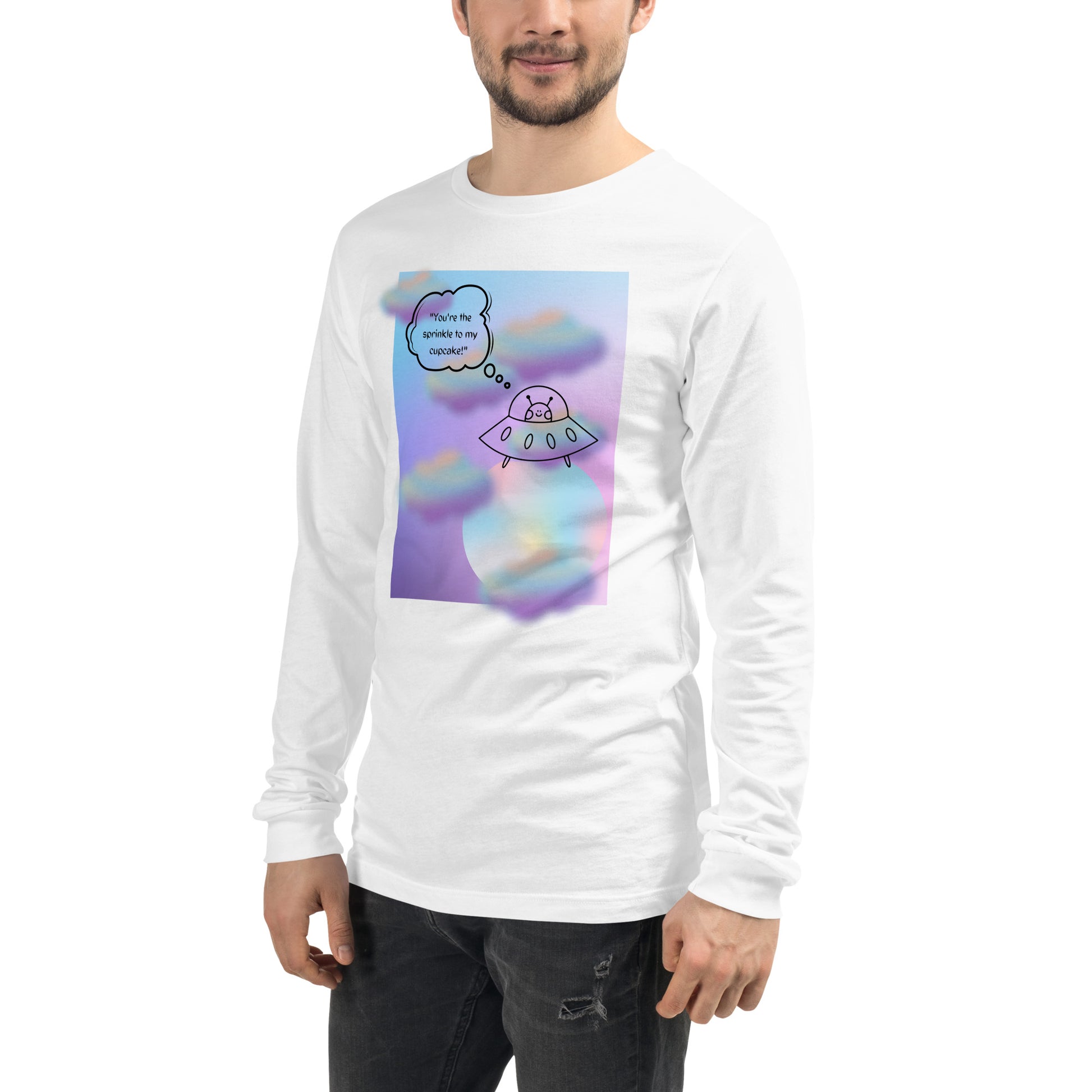 Sprinkle Theory Long Sleeve Shirt - Left Placement product image 41 in Heather Navy, size XS, with front view, left-side angle and left placement.