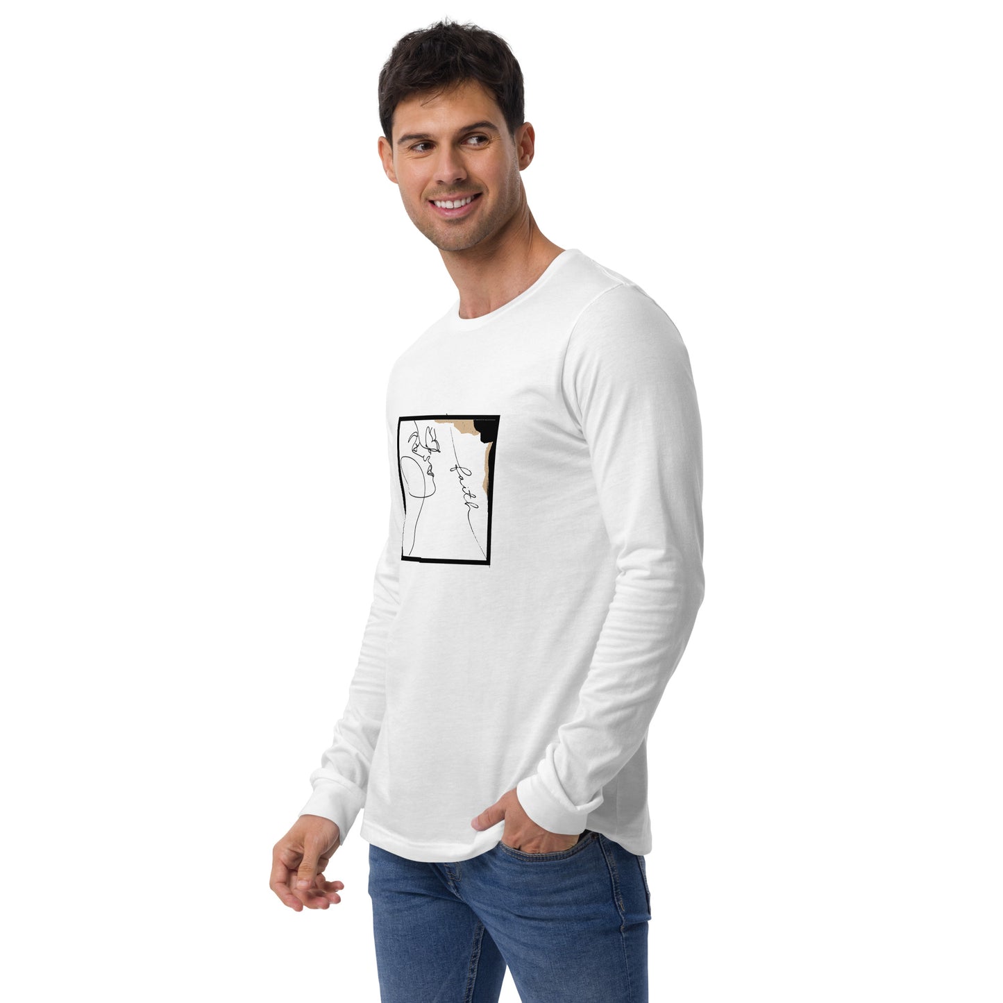 Faithline Long Sleeve Shirt - Left Placement image 12 in Navy, size S, showing front view, left-side angle for the Faith design.