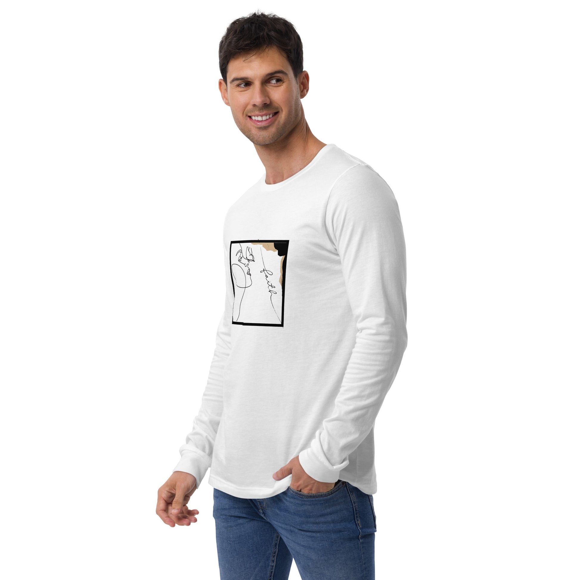 Faithline Long Sleeve Shirt - Left Placement image 12 in Navy, size S, showing front view, left-side angle for the Faith design.