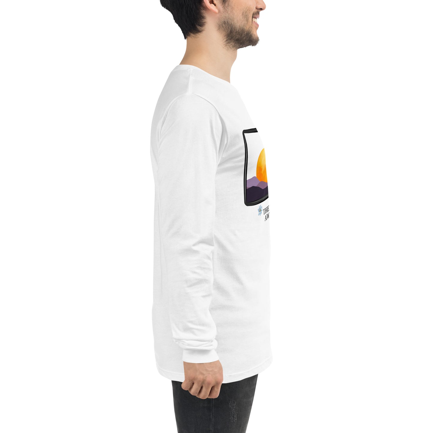 Image 94 of selected colour Avenor Long Sleeve Shirt, with The View Awaits artwork visible in right-side angle.