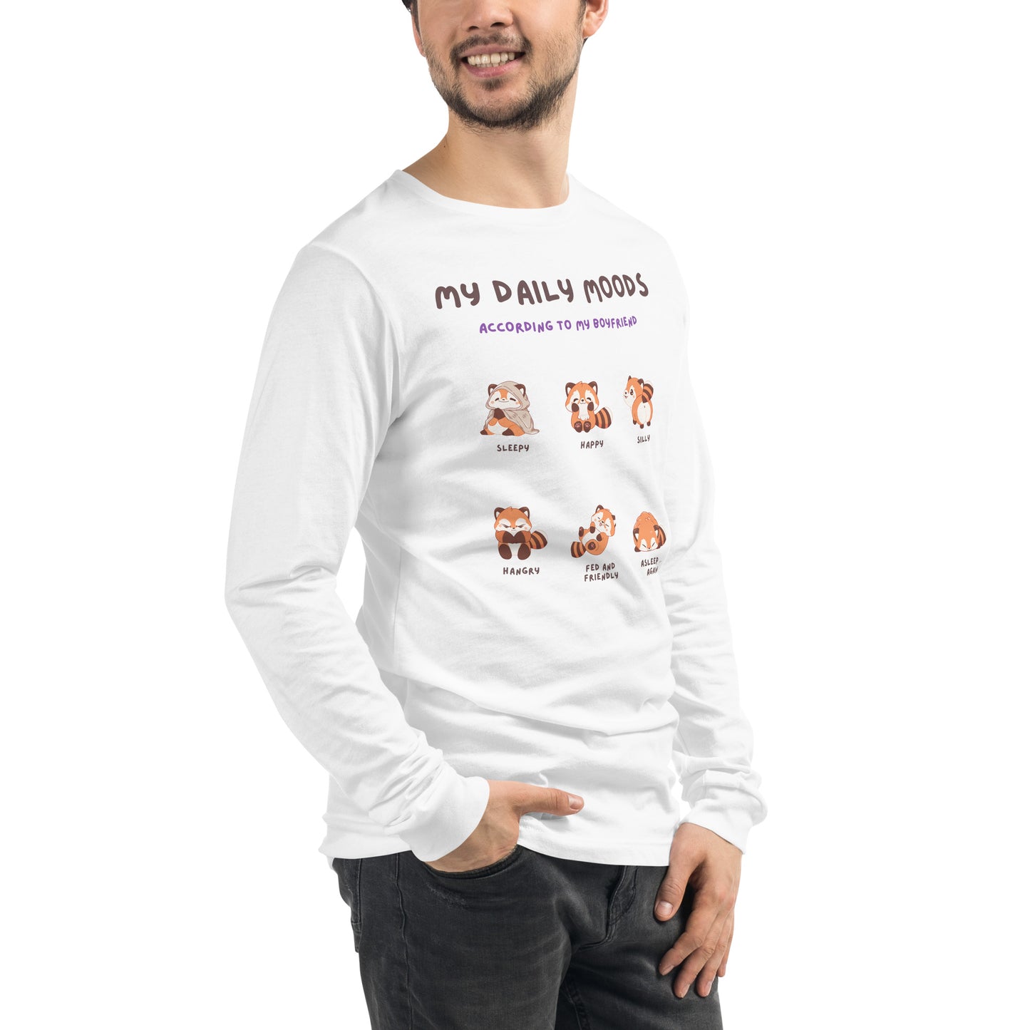 Mood Diary Long Sleeve Shirt - Left Placement product image 42 in Heather Navy, size S, with front view, right-side angle and left placement.