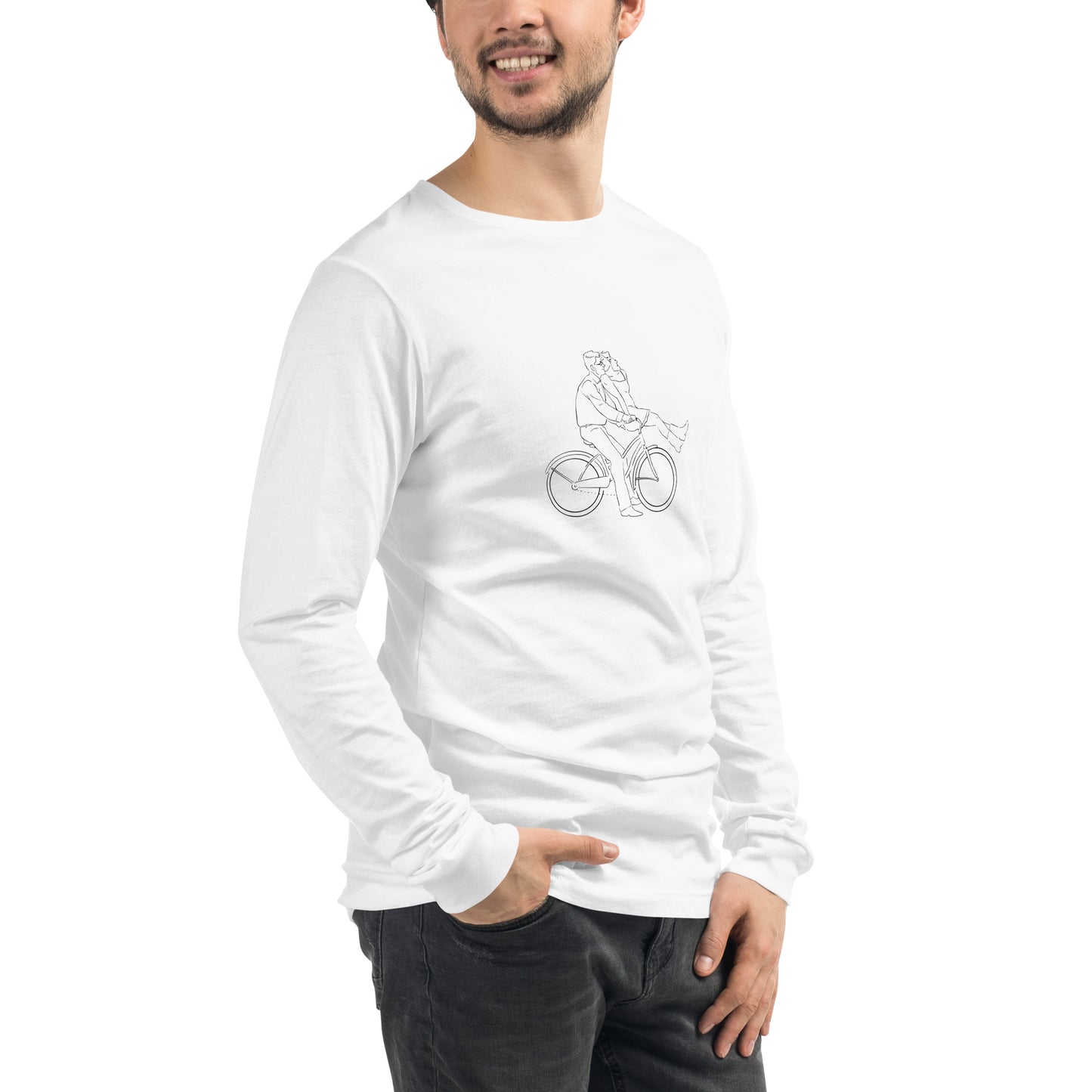 Ever After Long Sleeve Shirt - Left Placement image 42: Heather Navy version, size S with front view, right-side angle of the Happily Ever After range.