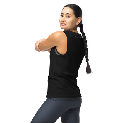 Montaire Tank Top product image 3 in selected colour, size L, with back view, left-side angle and design placement.