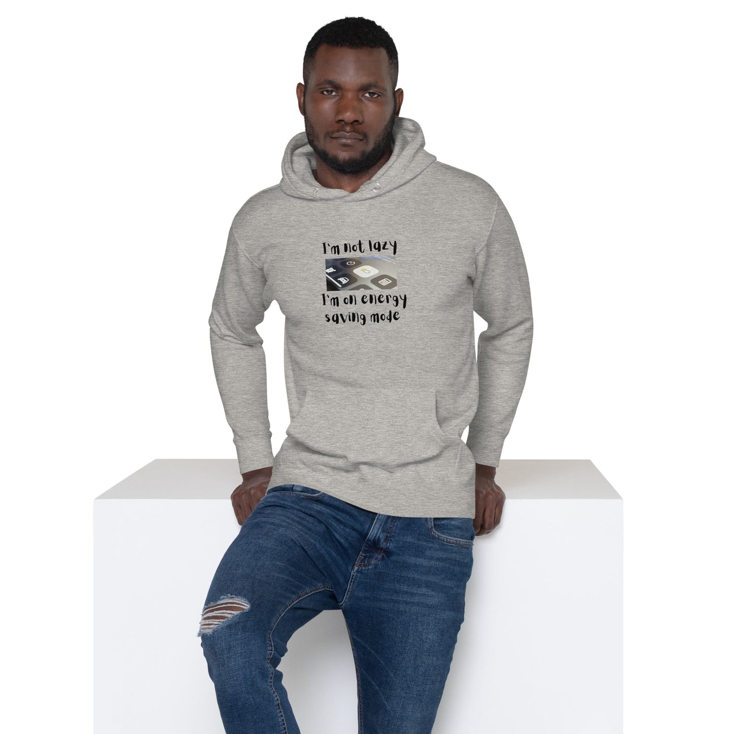 Low Power Hoodie - Left Placement image 8 in Maroon, size M, showing front view for the Energy Saving design.