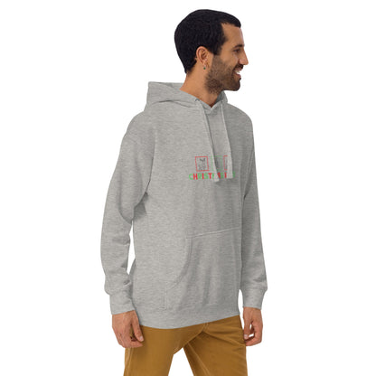 Festive Mood Hoodie - Left Placement image 11: Maroon version, size 2XL with front view, right-side angle of the Xmas Mood range.