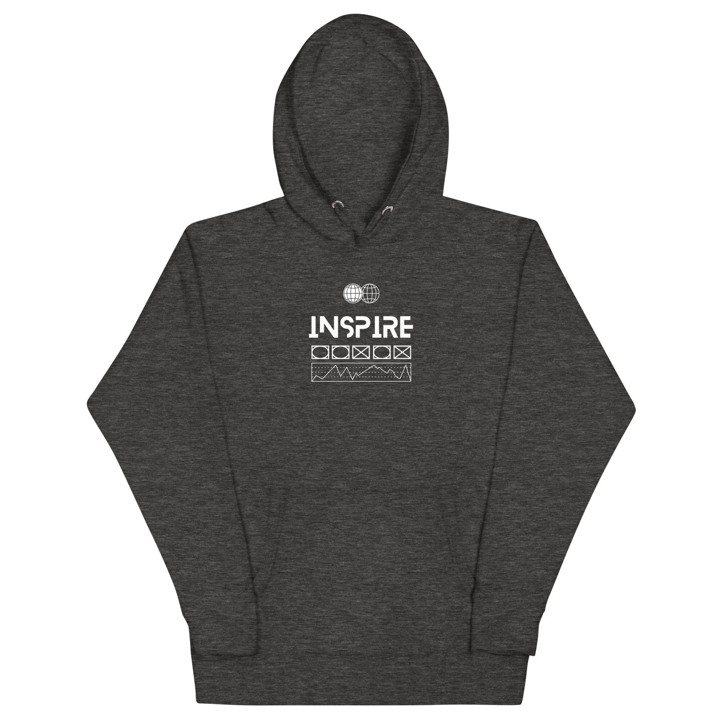 Image 4 of Black Inspireline Hoodie - Left Placement, size XL, with Inspire artwork visible in front view.