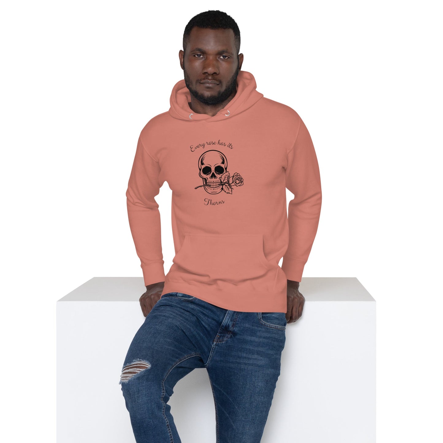 Rose & Bone Hoodie - Left Placement by R.A. Apparel, image 8, front view, Maroon, size M, left placement.