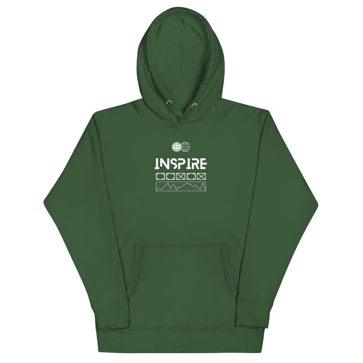 Inspireline Hoodie - Left Placement image 8: Navy Blazer version, size L with front view of the Inspire range.