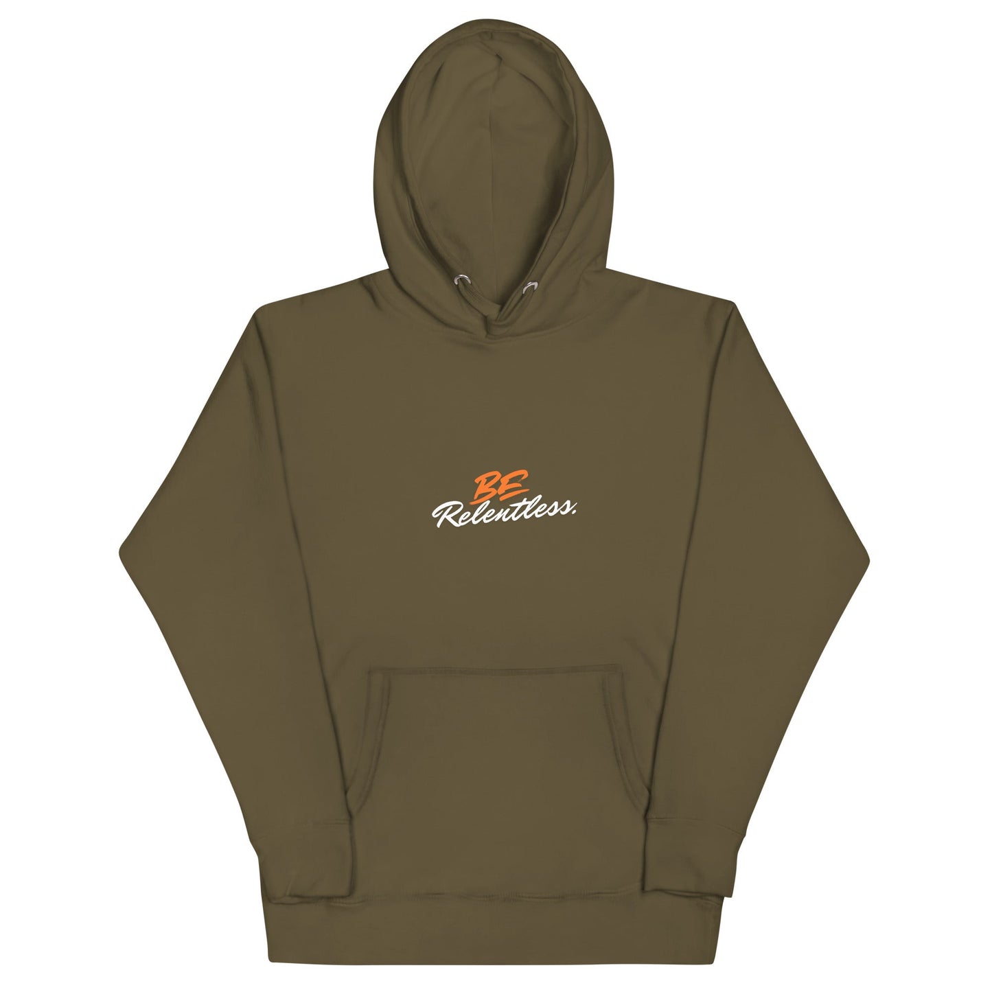 Relentless Hoodie - Left Placement image 9: Navy Blazer version, size L with front view of the Be Relentless range.
