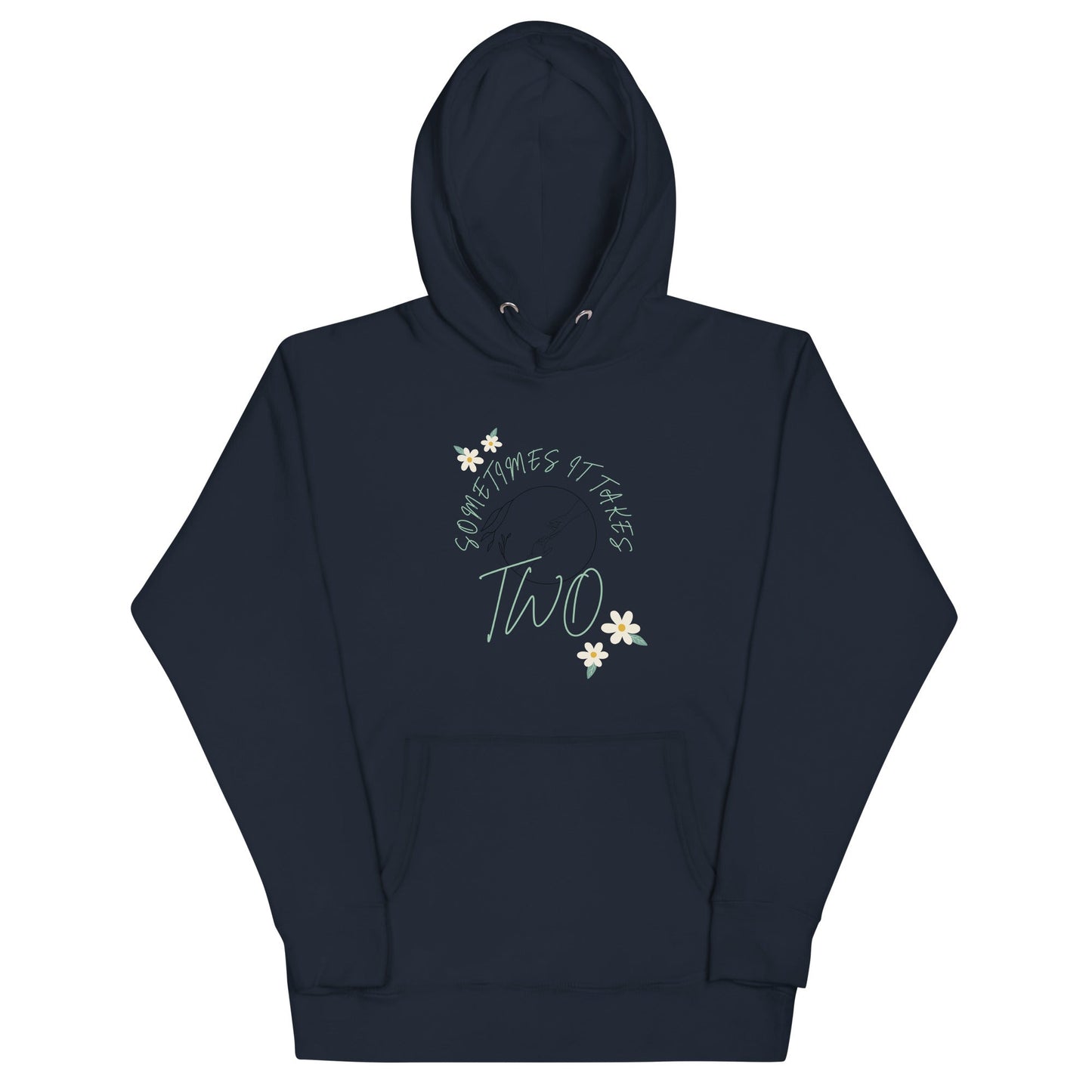 Duet Hoodie - Left Placement image 2 in Black, size M, showing front view for the It Takes Two design.