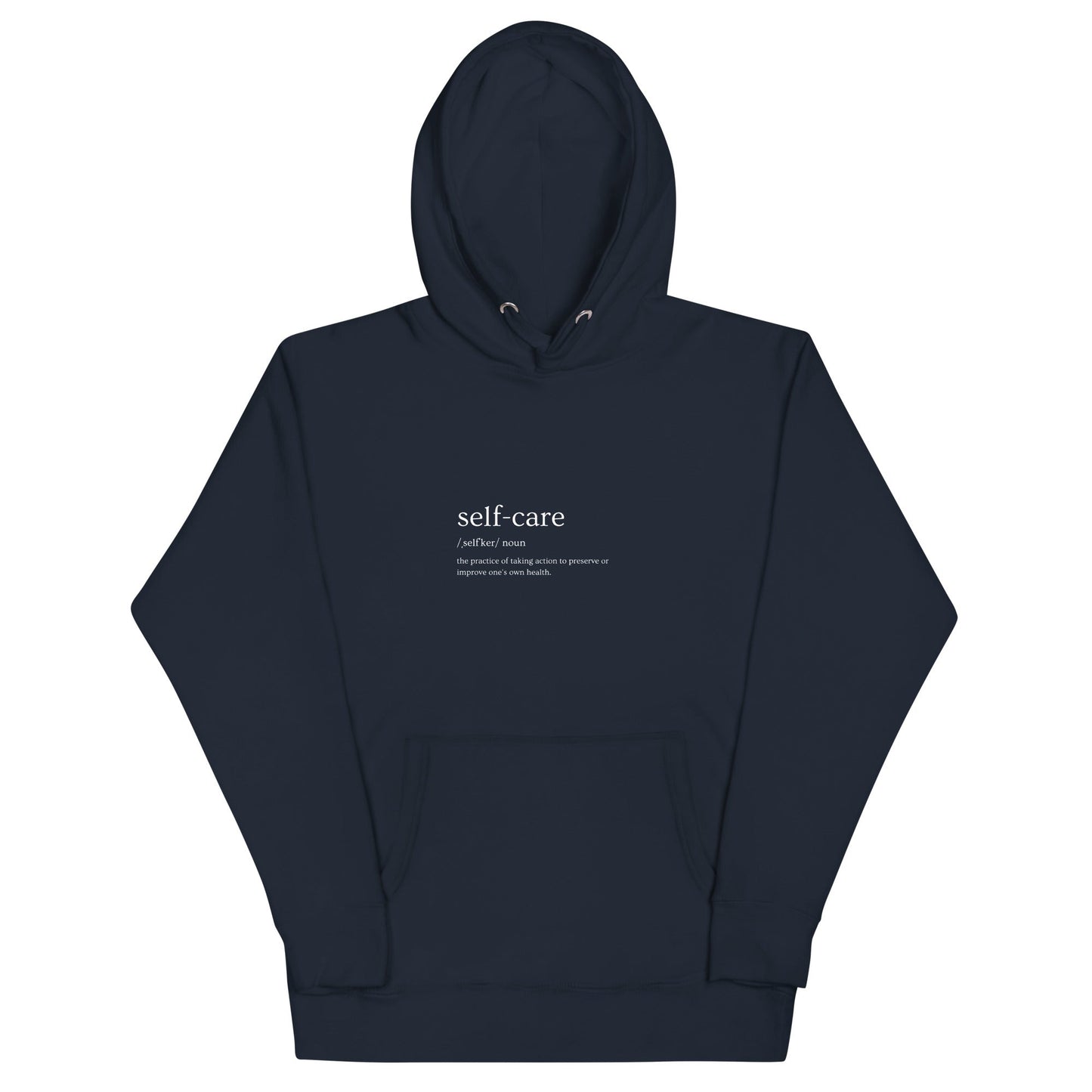 Self Ritual Hoodie - Left Placement image 2: Black version, size M with front view of the Self Care range.