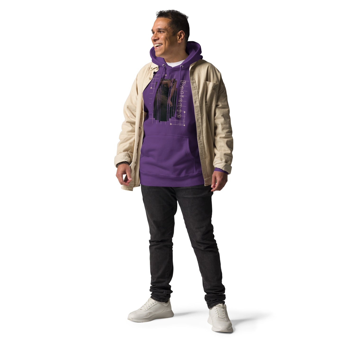 Stillwater Hoodie - Left Placement image 7 in Navy Blazer, size S, showing front view for the Patience design.