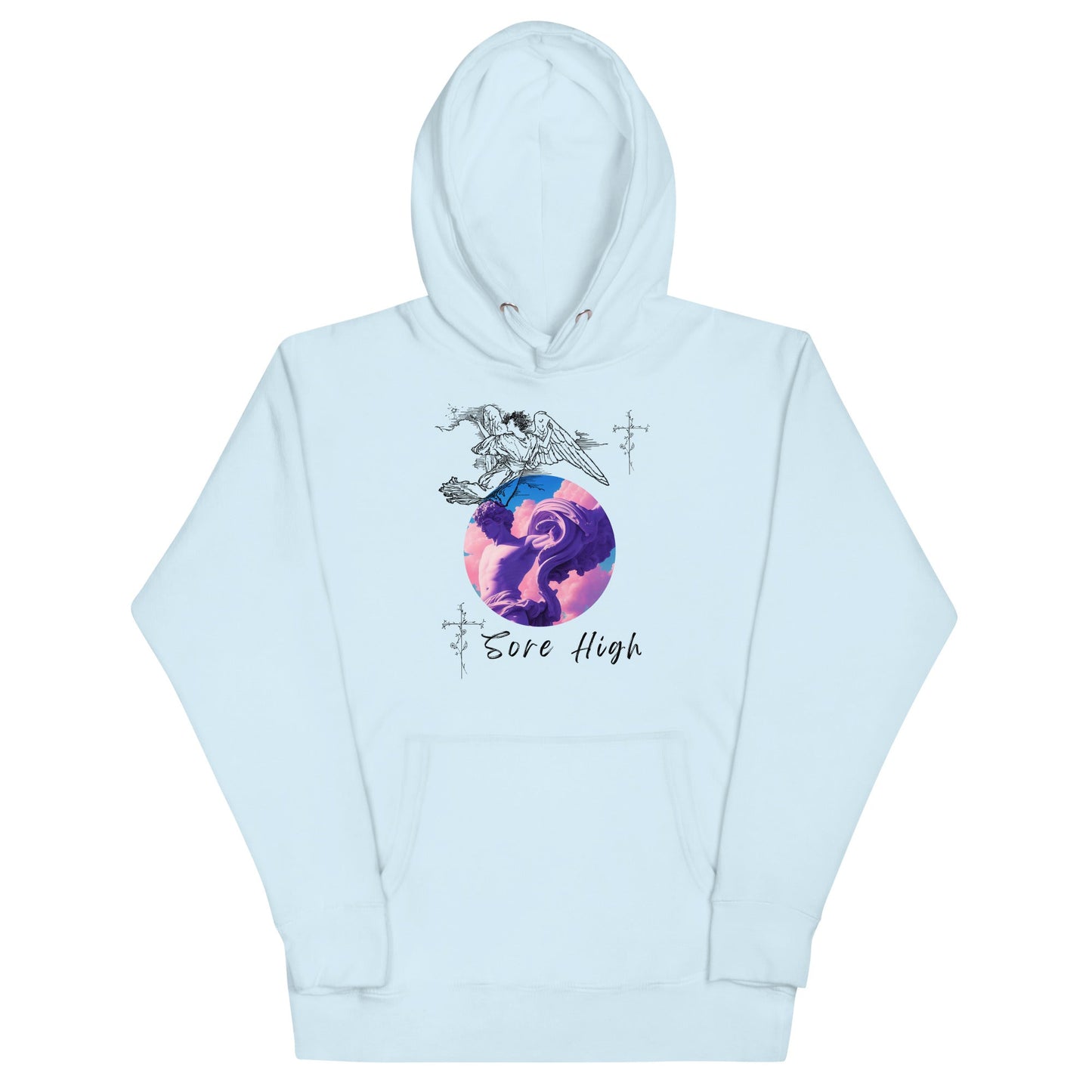 Skyborne Hoodie - Left Placement image 12: Navy Blazer version, size 3XL with front view of the Sore High range.