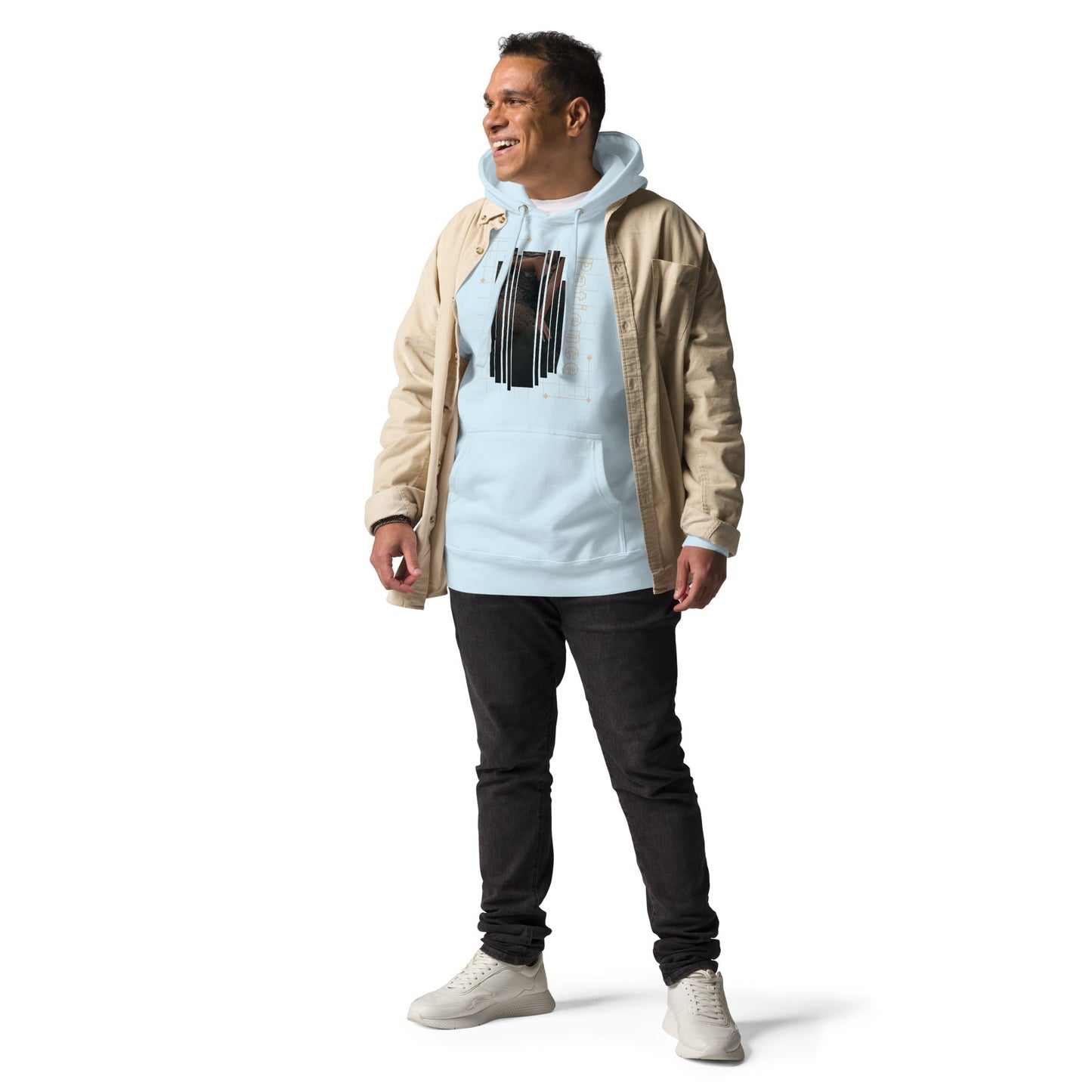 Stillwater Hoodie - Left Placement image 13: Maroon version, size S with front view of the Patience range.