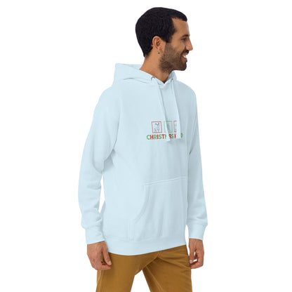 Festive Mood Hoodie - Left Placement by R.A. Apparel, image 12, front view, right-side angle, Maroon, size 3XL, left placement.