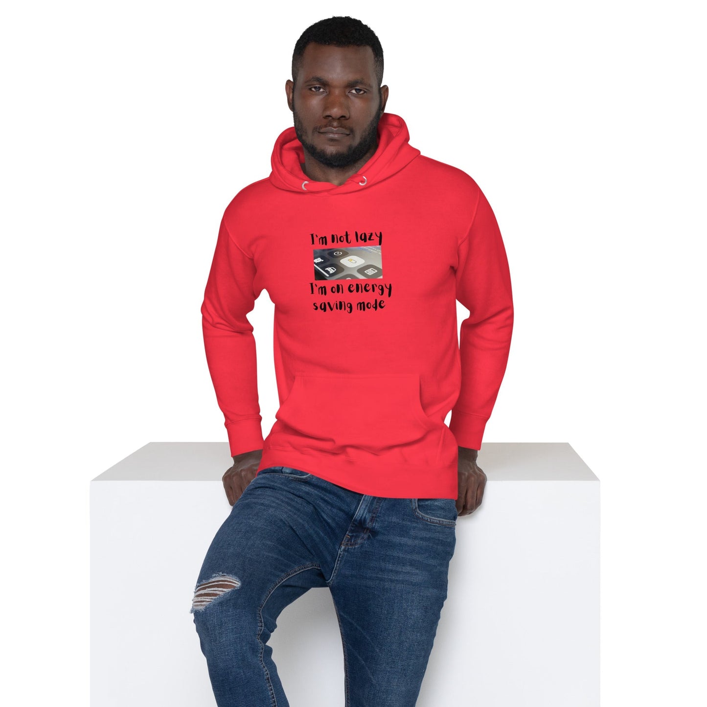 Image 6 of Navy Blazer Low Power Hoodie - Left Placement, size 3XL, with Energy Saving artwork visible in front view.