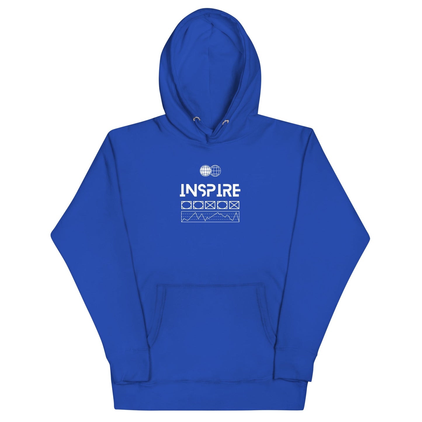 Image 6 of Navy Blazer Inspireline Hoodie - Left Placement, size S, with Inspire artwork visible in front view.
