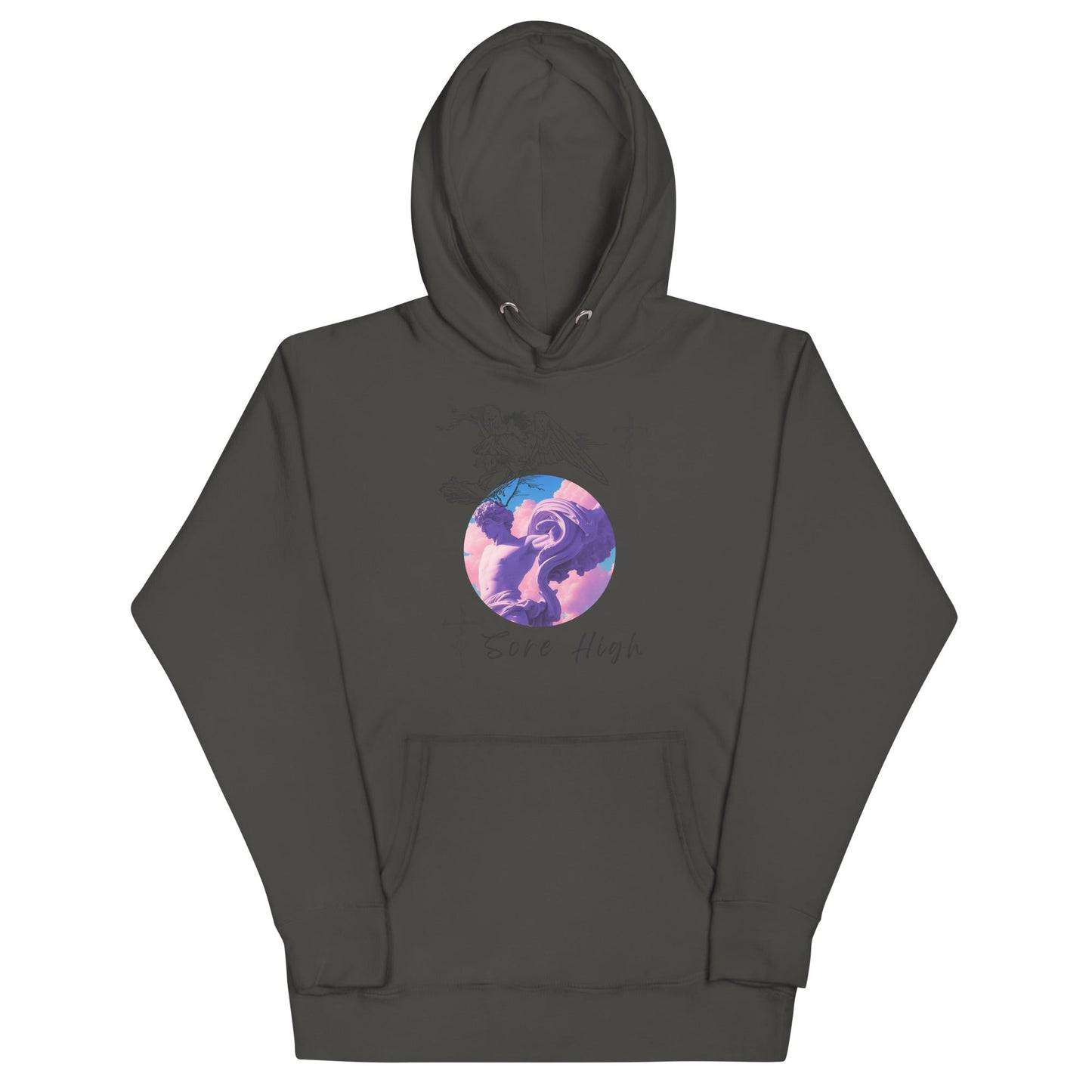 Image 5 of Black Skyborne Hoodie - Left Placement, size 2XL, with Sore High artwork visible in front view.