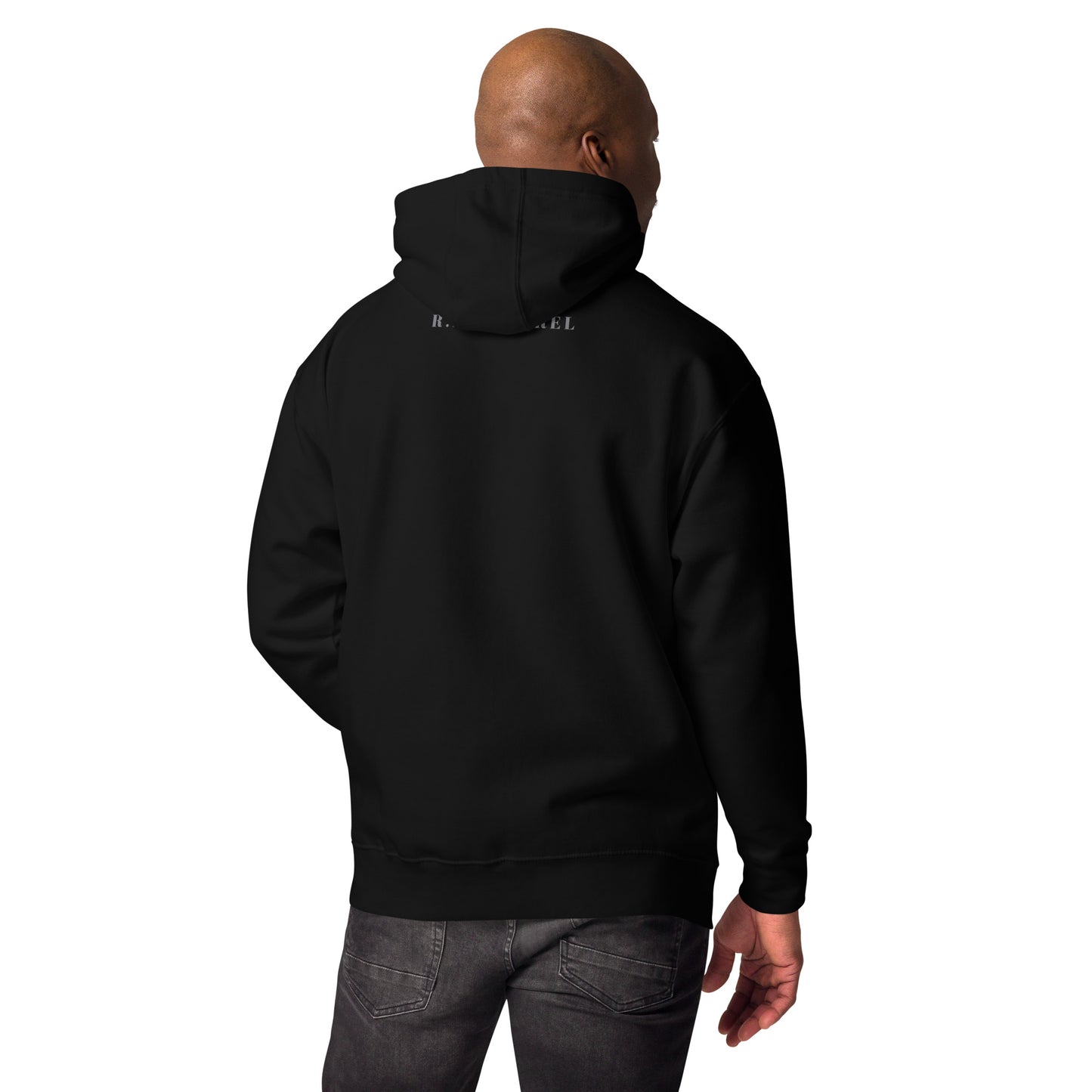 Petaline Hoodie by R.A. Apparel, image 1, back view, Black, size S, design placement.