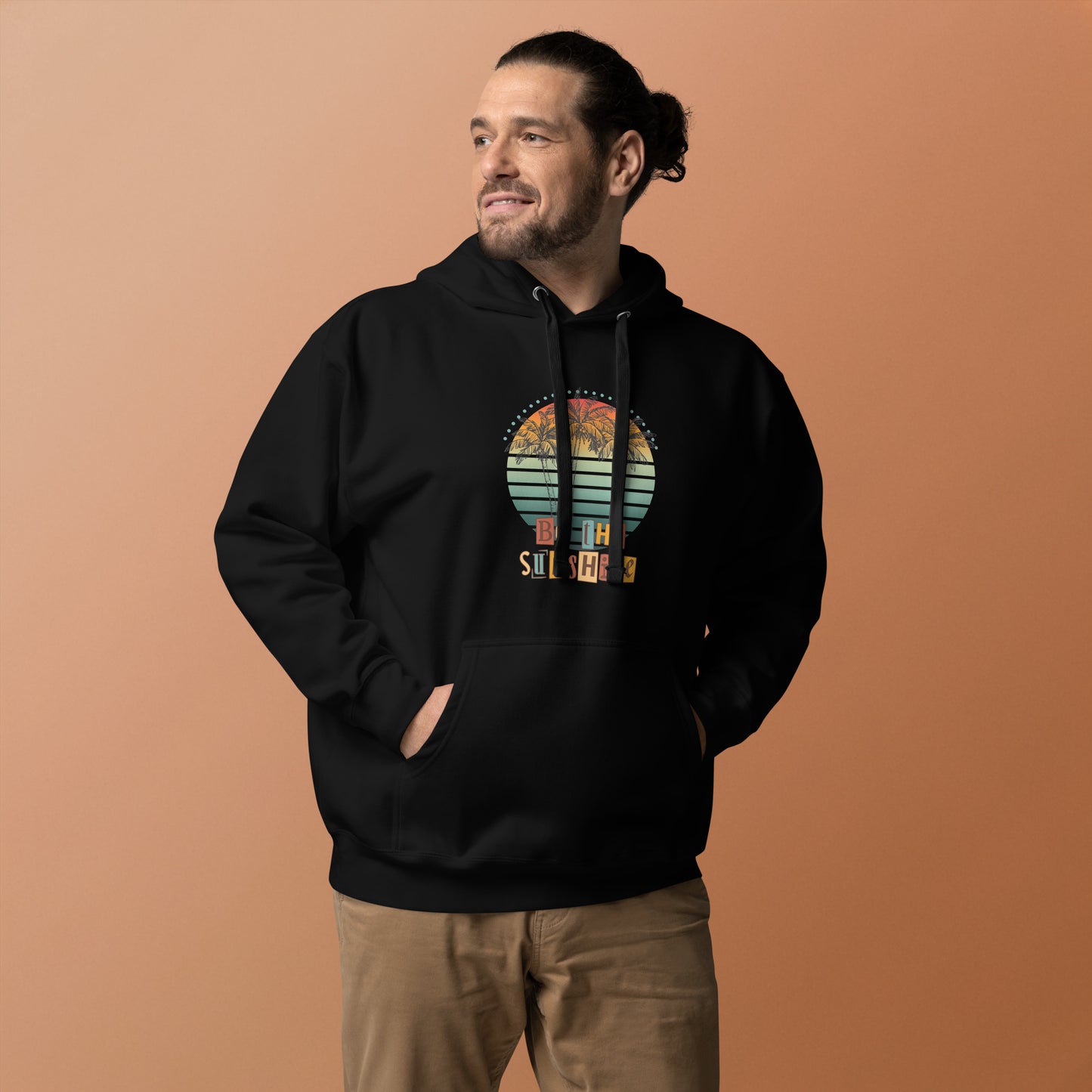 Solara Hoodie image 3: Black version, size L with front view of the Be the Sunshine range.