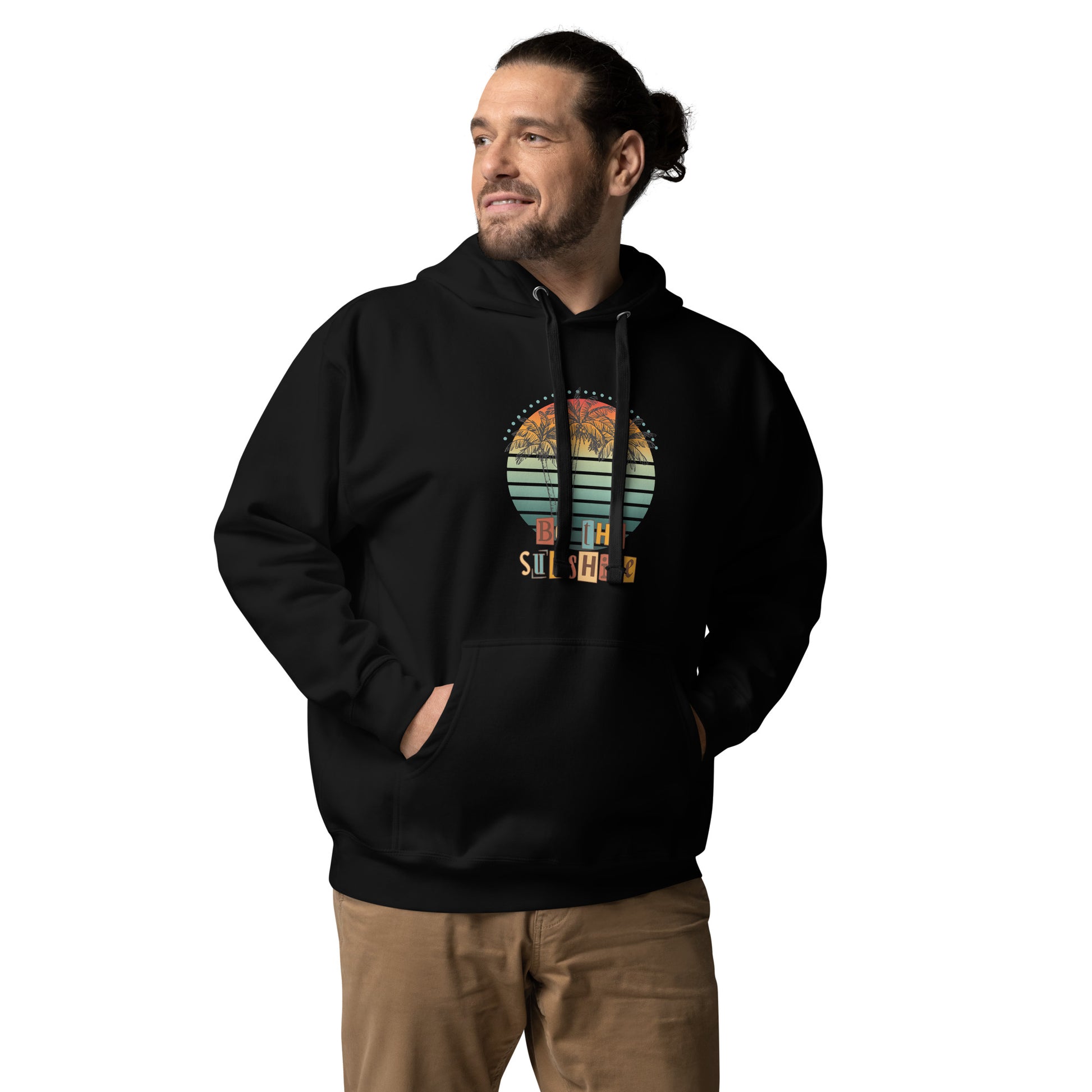 Solara Hoodie image 1: Black version, size S with front view of the Be the Sunshine range.