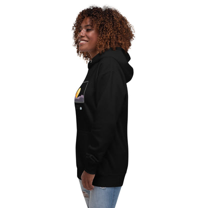 Avenor Hoodie product image 3 in Black, size L, with front view, left-side angle and design placement.