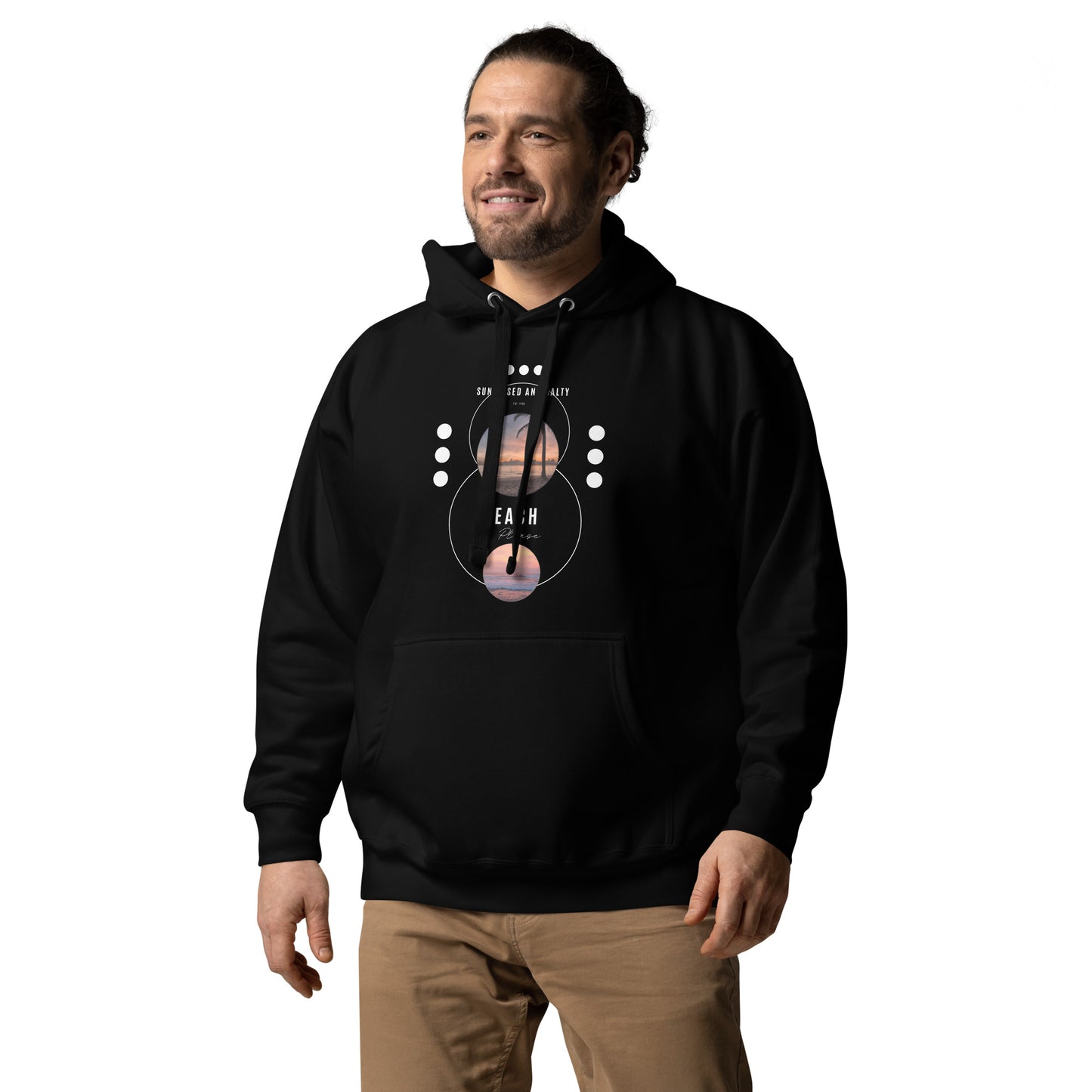 Coastline Attitude Hoodie - Left Placement product image 5 in Black, size 2XL, with front view, left-side angle and left placement.