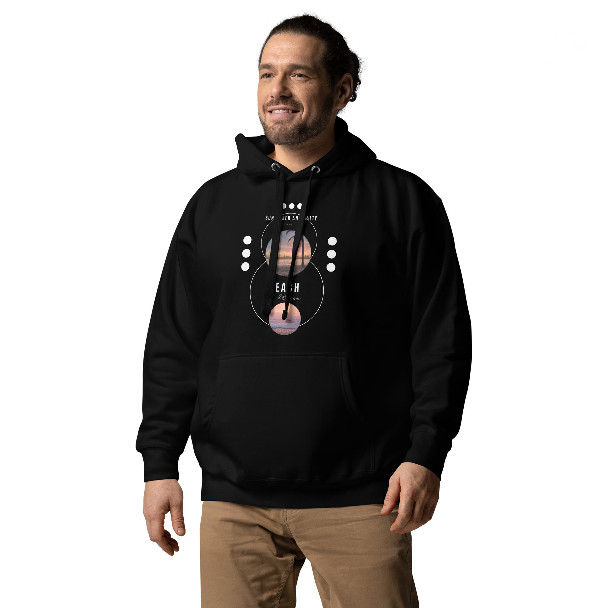 Coastline Attitude Hoodie - Left Placement product image 5 in Black, size 2XL, with front view, left-side angle and left placement.