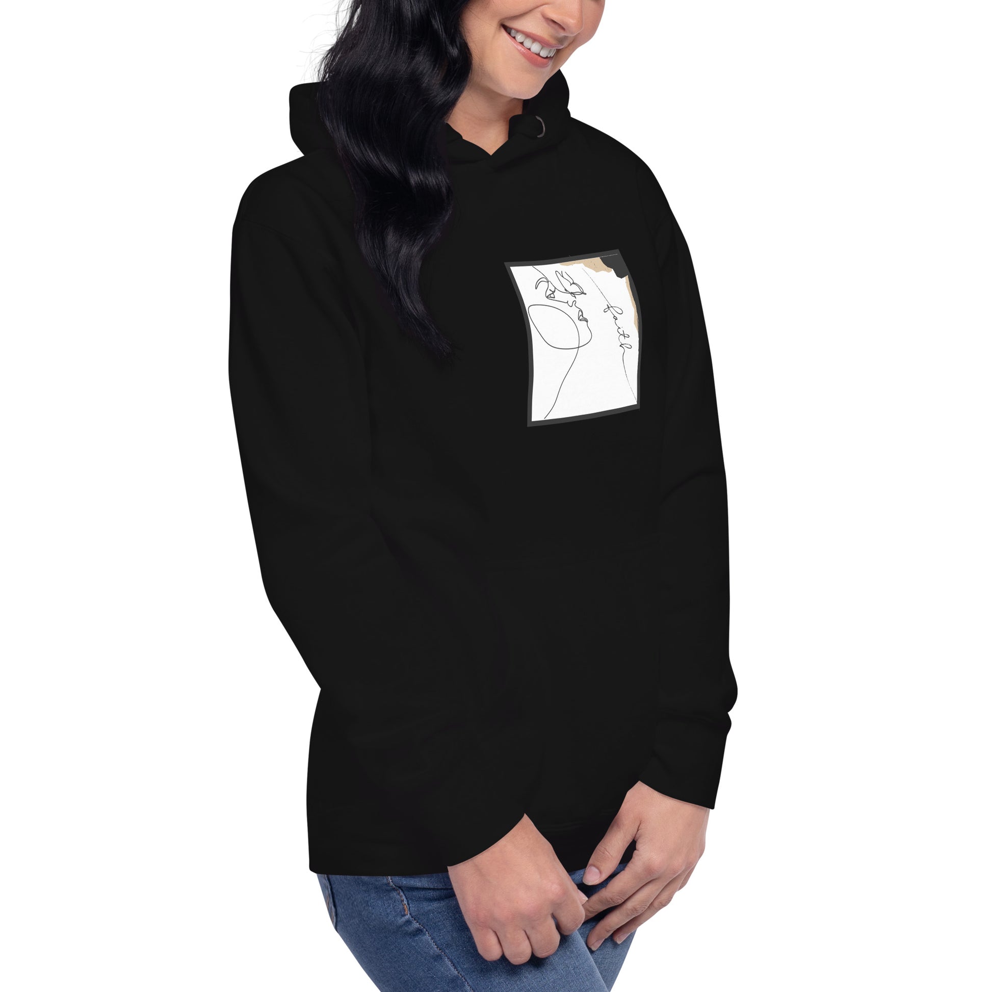 Faithline Hoodie - Left Placement image 12: Navy Blazer version, size 3XL with front view, right-side angle of the Faith range.