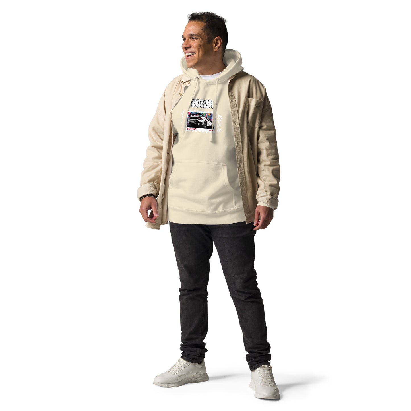 Image 27 of Vintage Black Tokyo Signal Hoodie - Left Placement, size L, with Tokyo artwork visible in front view.