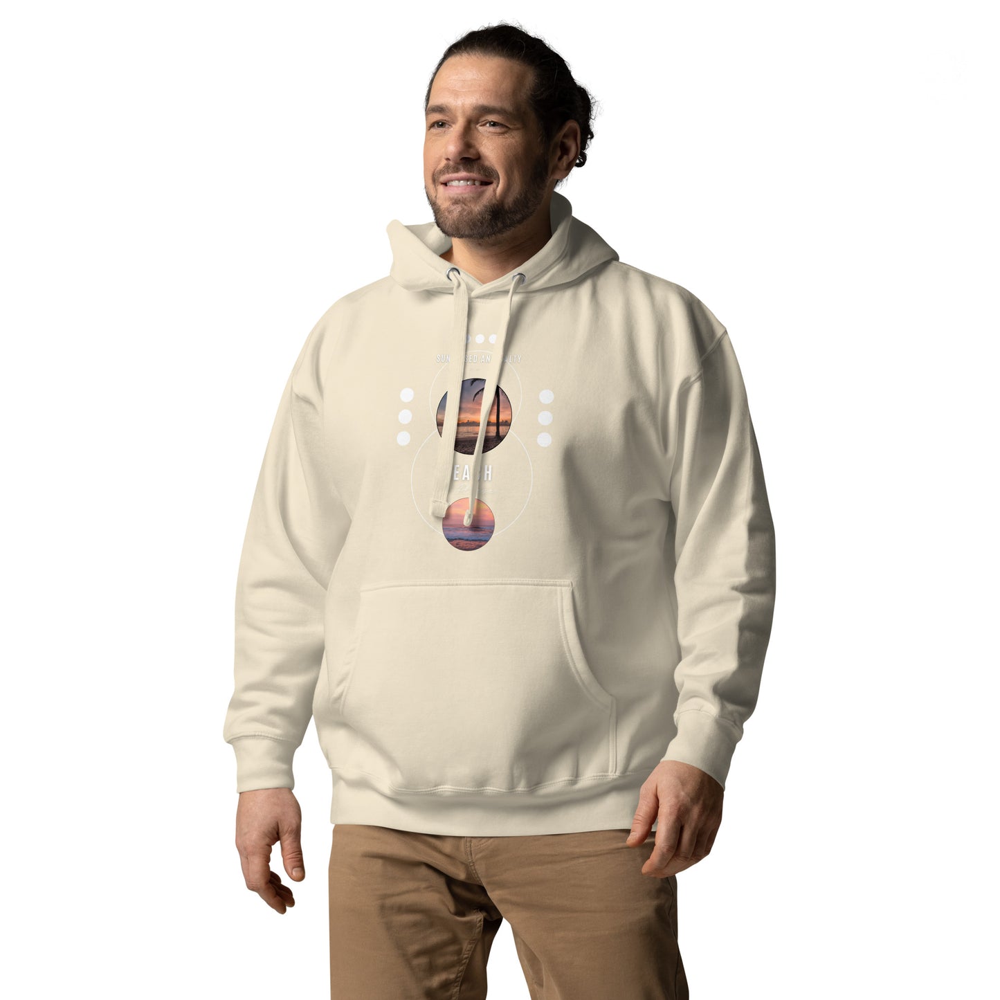 Coastline Attitude Hoodie - Left Placement image 44 in Forest Green, size M, showing front view, left-side angle for the Beach Please design.