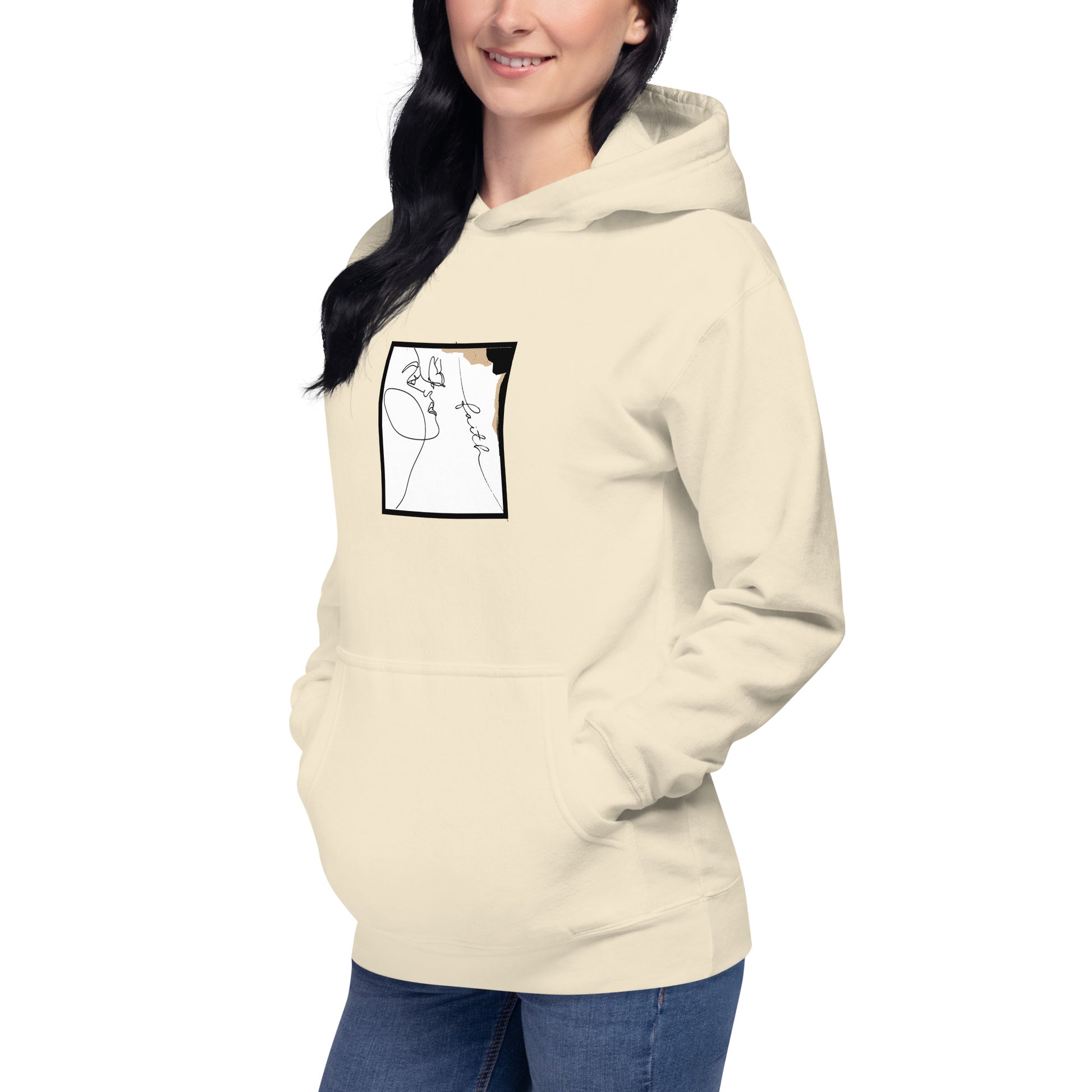 Faithline Hoodie - Left Placement by R.A. Apparel, image 87, front view, left-side angle, White, size L, left placement.