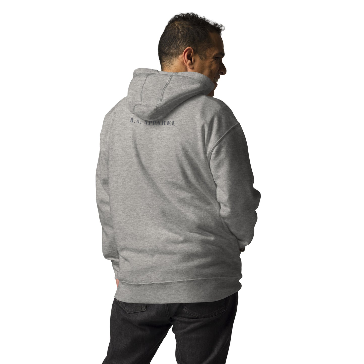 Tokyo Signal Hoodie - Left Placement by R.A. Apparel, image 4, back view, Black, size XL, left placement.