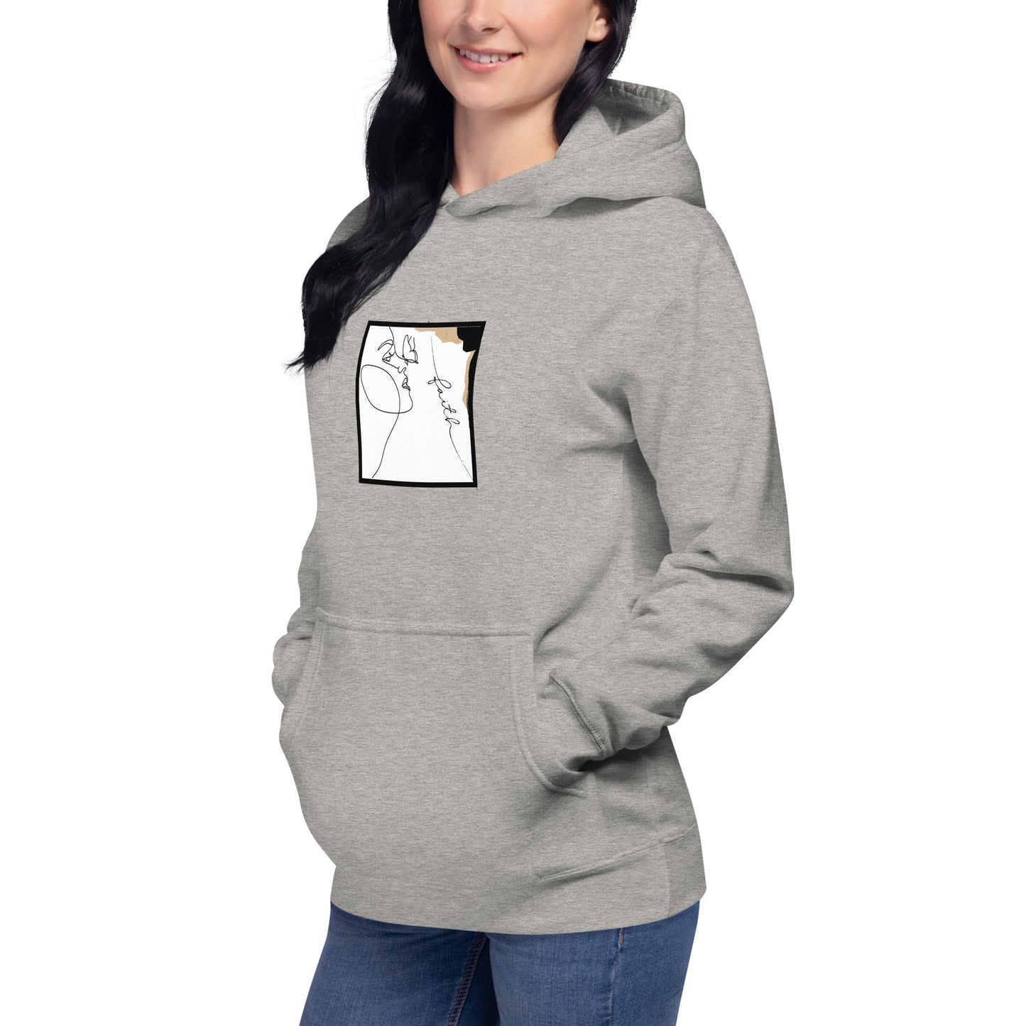 Image 16 of Maroon Faithline Hoodie - Left Placement, size XL, with Faith artwork visible in front view, left-side angle.