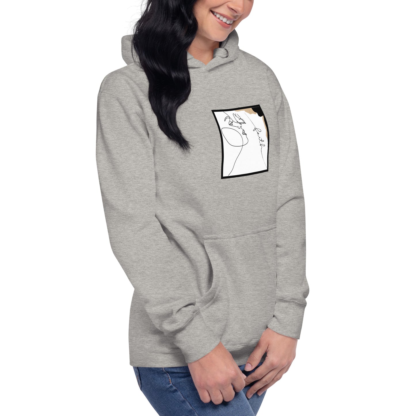 Image 18 of Maroon Faithline Hoodie - Left Placement, size 3XL, with Faith artwork visible in front view, right-side angle.