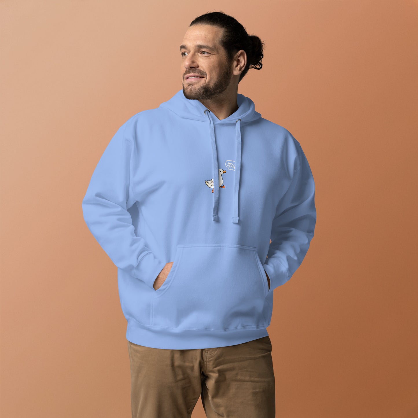 Quacksy Hoodie by R.A. Apparel, image 48, front view, Team Red, size L, design placement.