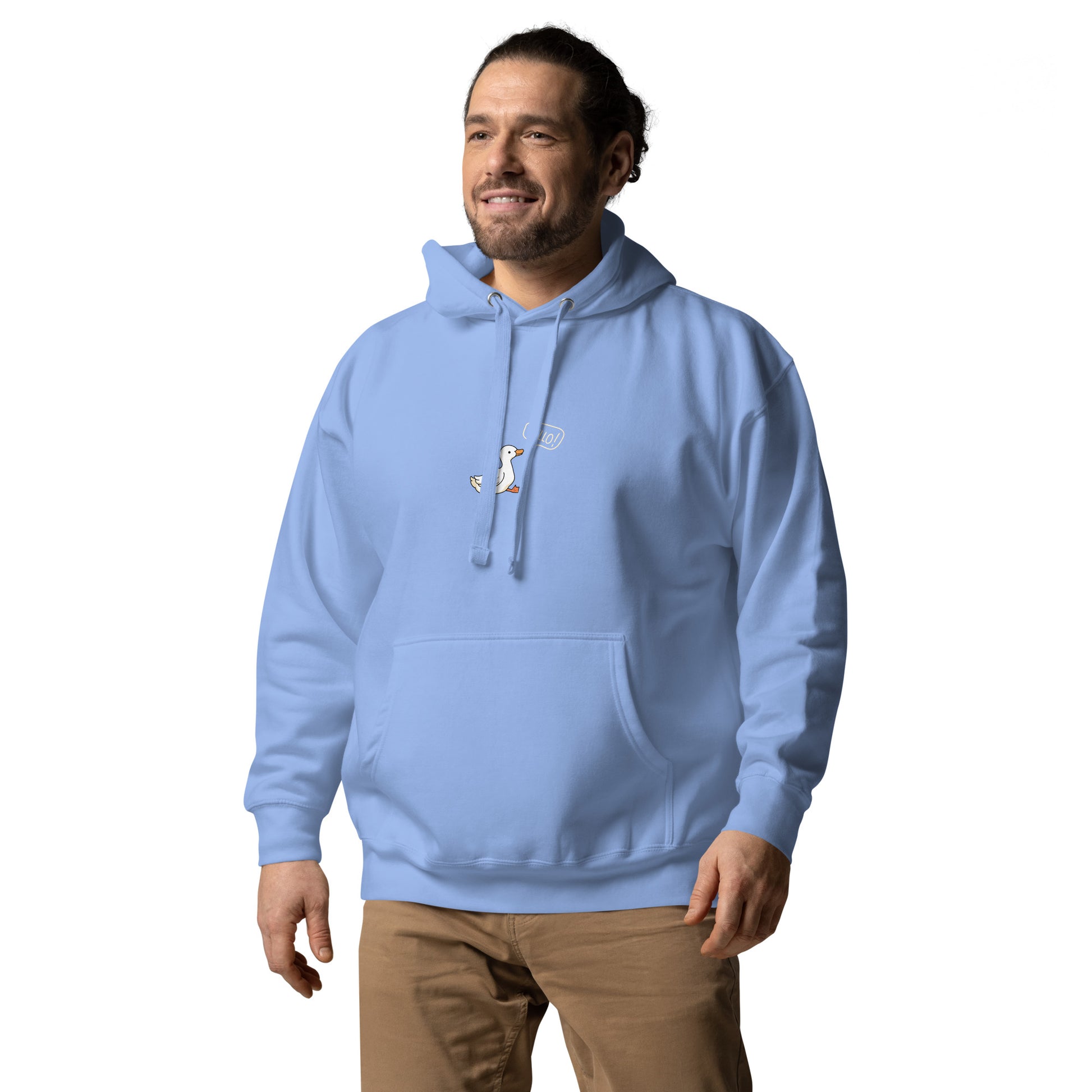 Quacksy Hoodie image 47 in Team Red, size M, showing front view, left-side angle for the Hello Duck design.