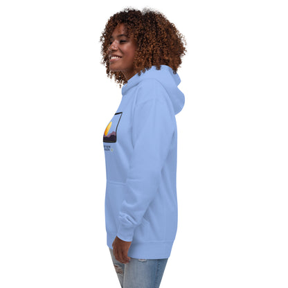 Avenor Hoodie image 59 in Latte, size XL, showing front view, left-side angle for the The View Awaits design.