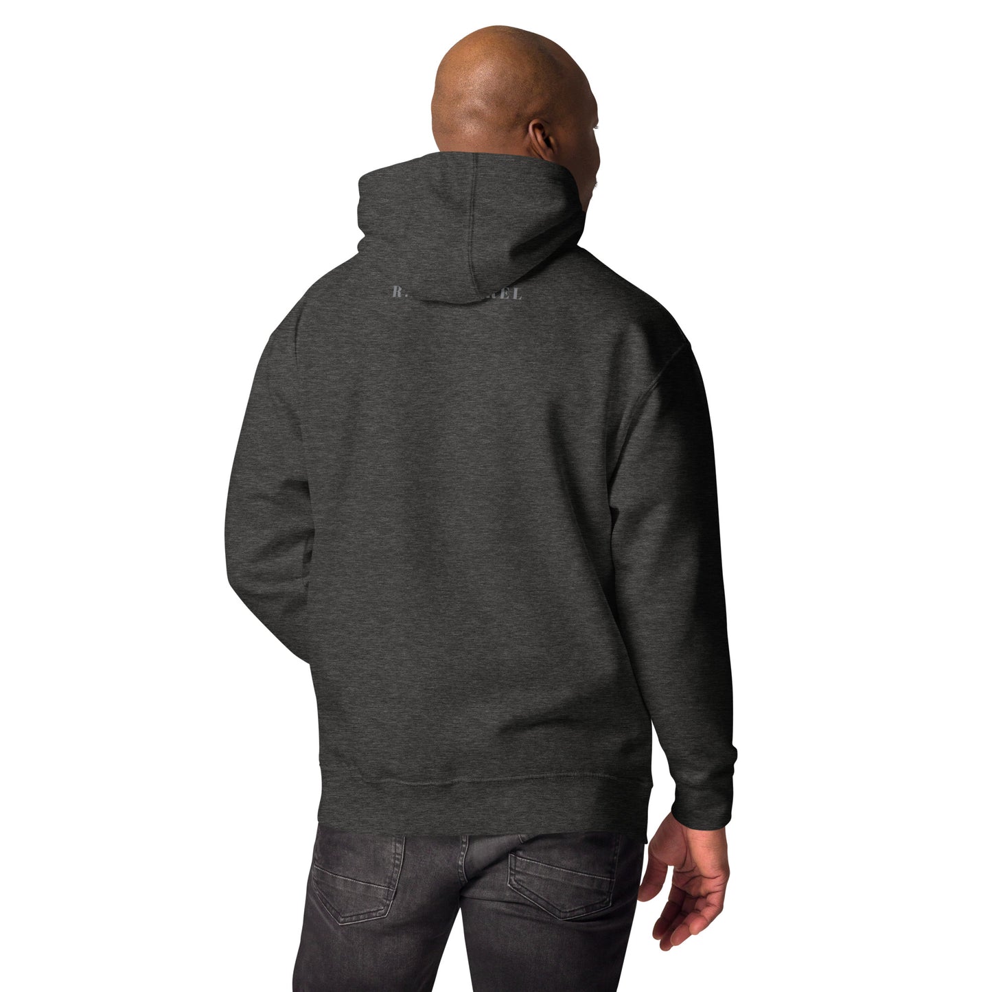 Petaline Hoodie by R.A. Apparel, image 8, back view, Navy Blazer, size L, design placement.
