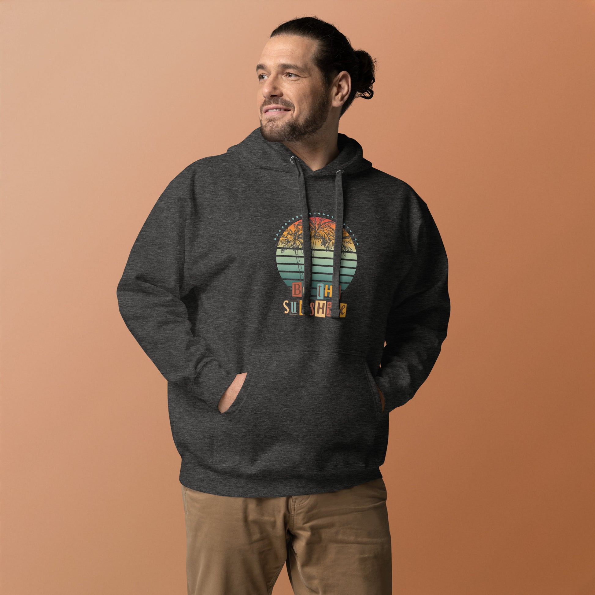 Solara Hoodie image 12 in Maroon, size M, showing front view for the Be the Sunshine design.