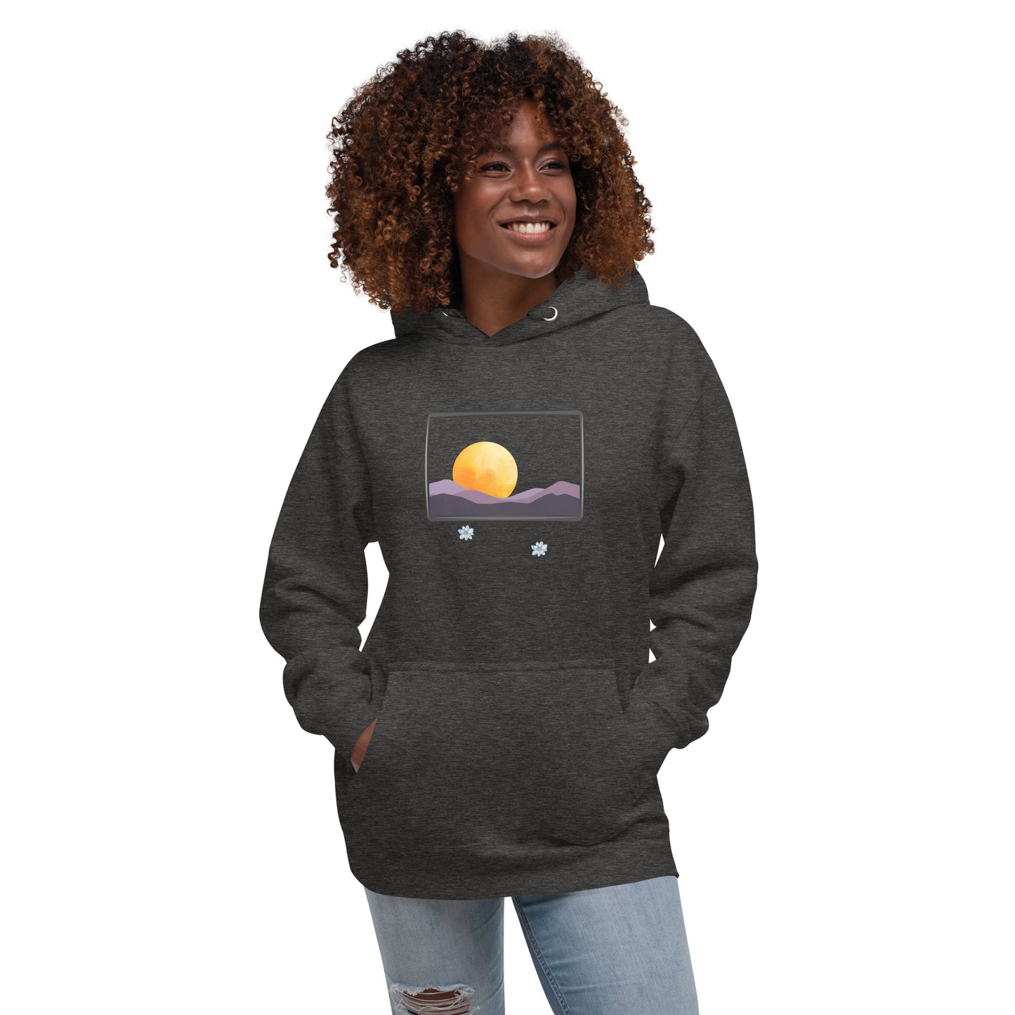 Image 13 of Maroon Avenor Hoodie, size L, with The View Awaits artwork visible in front view.