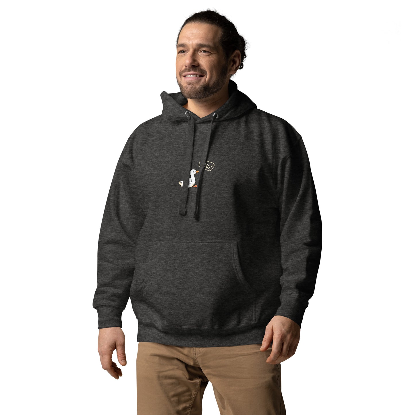Quacksy Hoodie image 11 in Maroon, size S, showing front view, left-side angle for the Hello Duck design.