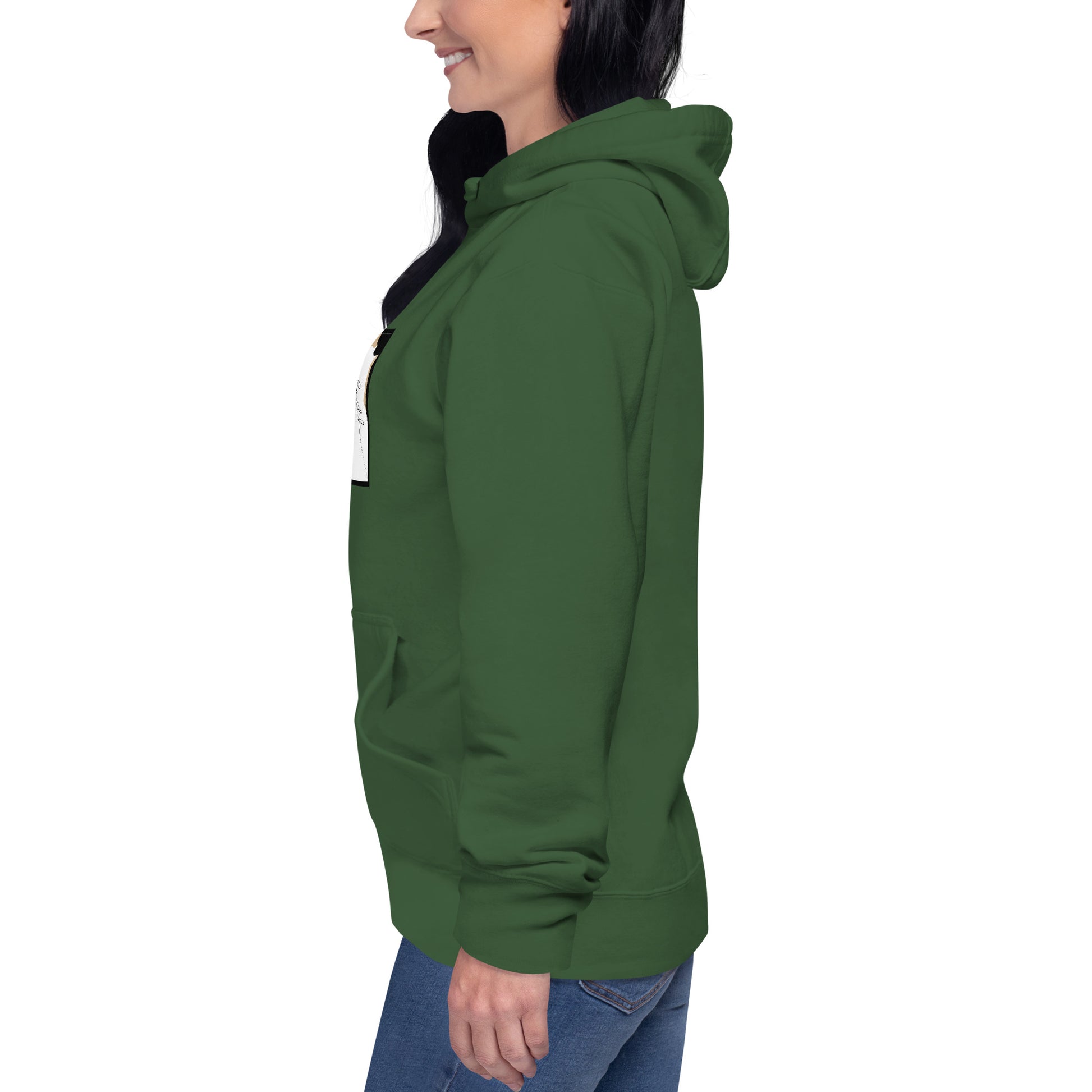 Image 69 of Carbon Grey Faithline Hoodie - Left Placement, size L, with Faith artwork visible in left-side angle.