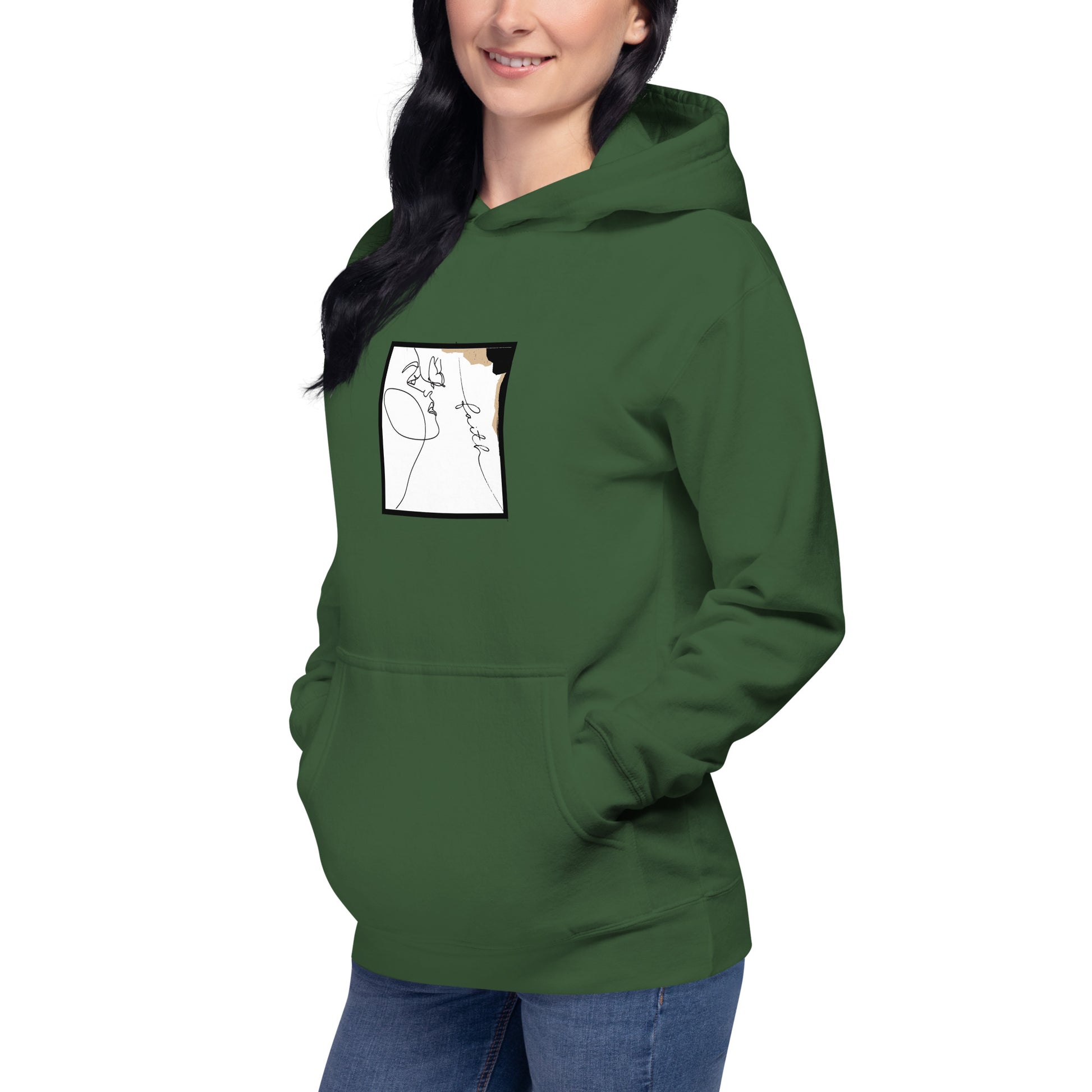 Faithline Hoodie - Left Placement by R.A. Apparel, image 70, front view, left-side angle, Carbon Grey, size XL, left placement.