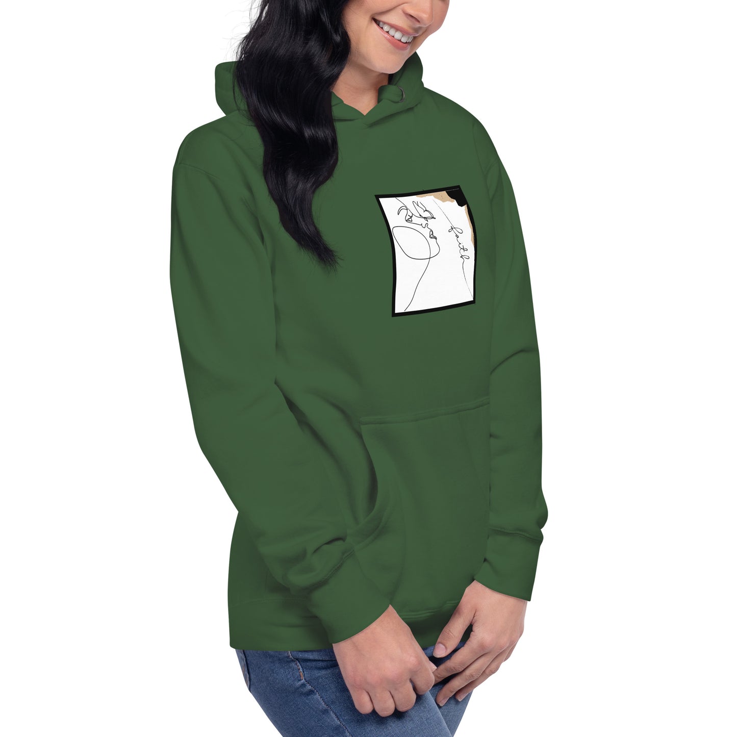 Faithline Hoodie - Left Placement image 72: Carbon Grey version, size 3XL with front view, right-side angle of the Faith range.