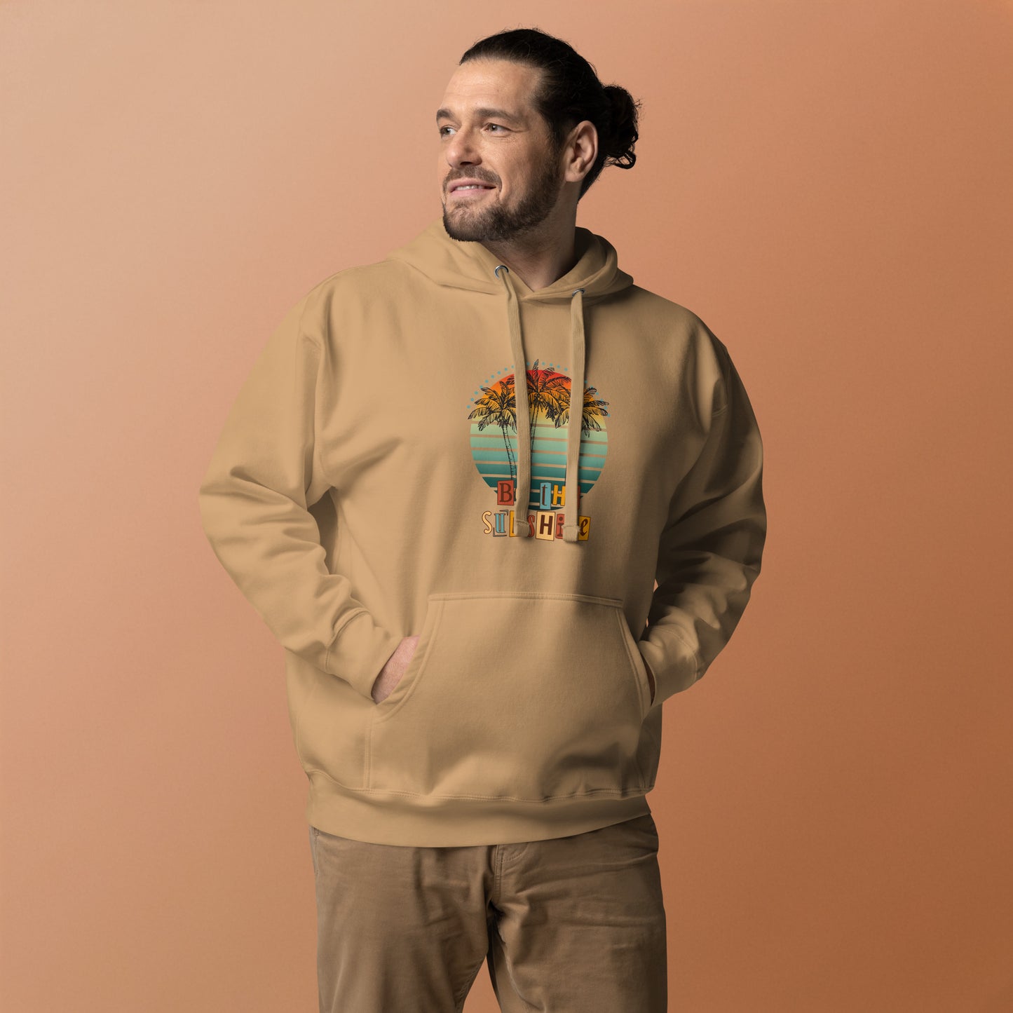 Solara Hoodie image 39 in Forest Green, size XL, showing front view for the Be the Sunshine design.