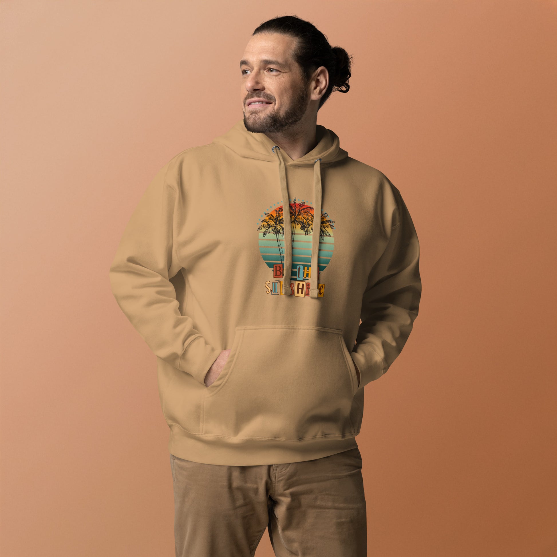 Solara Hoodie image 39 in Forest Green, size XL, showing front view for the Be the Sunshine design.