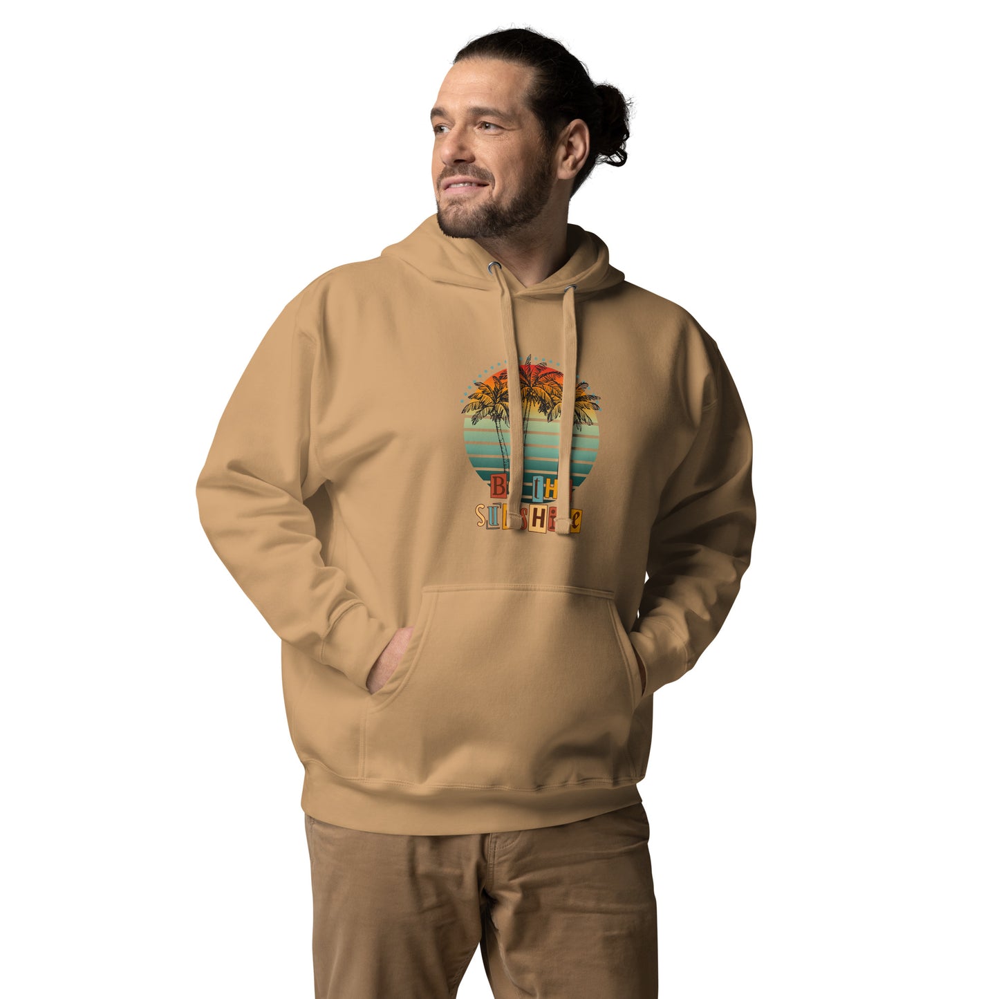 Solara Hoodie image 37 in Forest Green, size M, showing front view for the Be the Sunshine design.