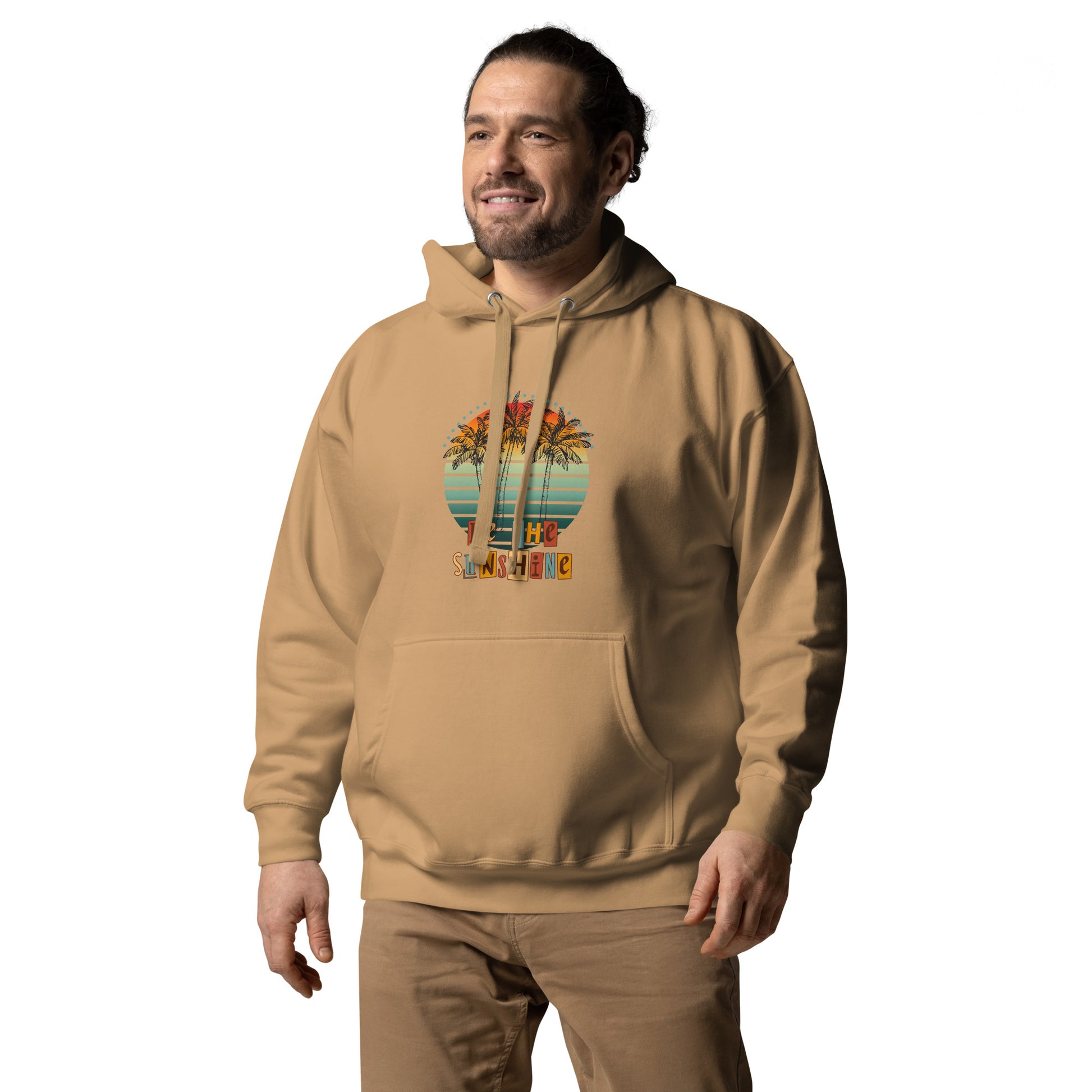 Solara Hoodie image 38 in Forest Green, size L, showing front view, left-side angle for the Be the Sunshine design.